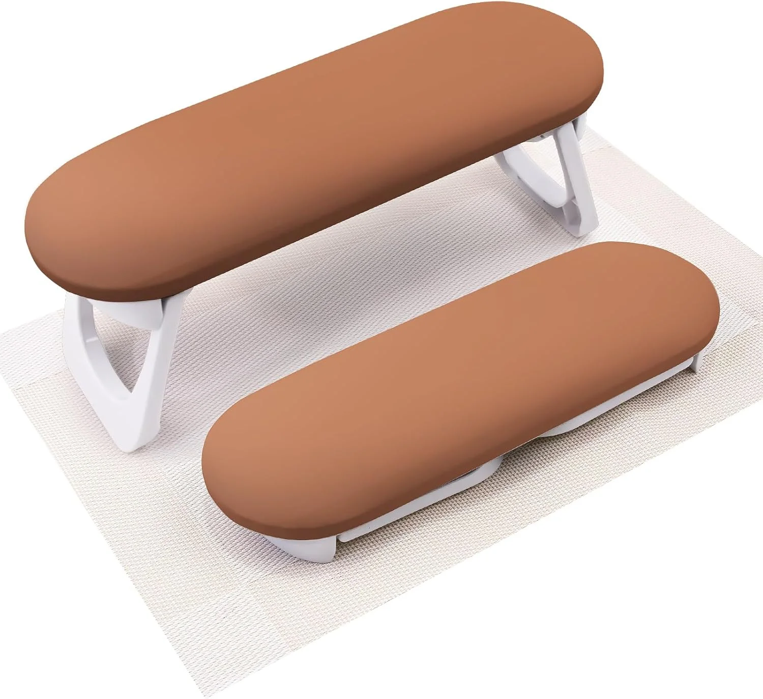 تکیه گاه دست سوبای برای ناخن کار، تکیه گاه تاشو چرمی PU برای نگهدارنده دست، پایه بالشتک تکیه گاه دست با زیرانداز میز طراحی ناخن برای مانیکور، ابزار لوازم جانبی طراحی ناخن برای استفاده در سالن و منزل - کاراملی