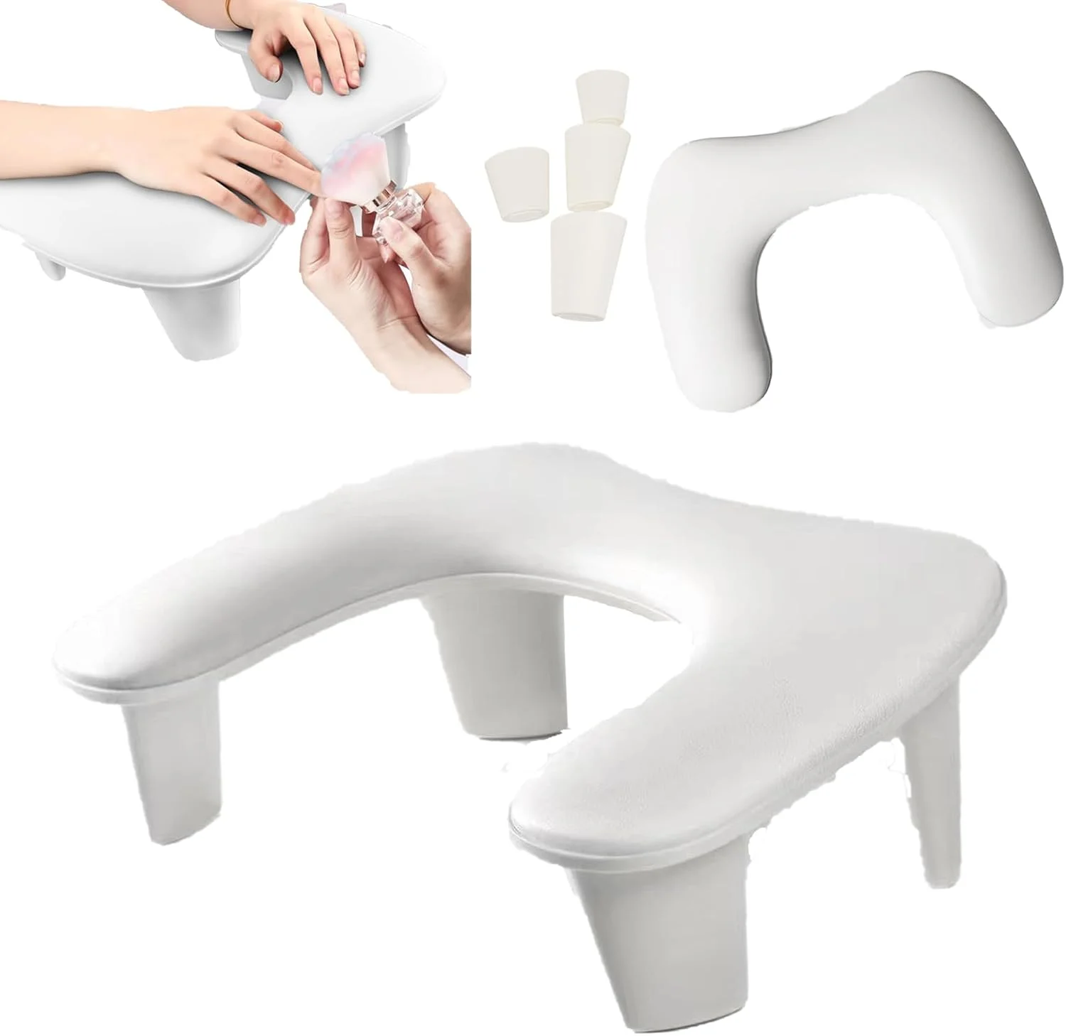 بالشتک دستی ناخن VINGVO مدل U شکل، پایه جداشدنی قابل حمل، تکیه گاه بازوی چند منظوره مانیکور برای استفاده در سالن و منزل