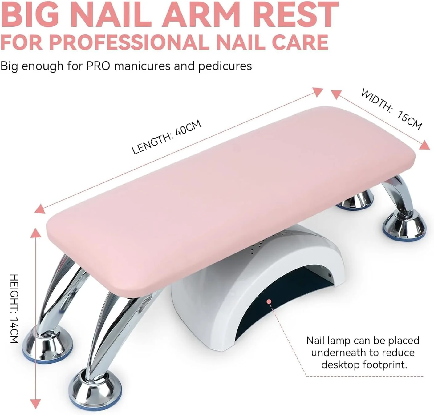 استند حرفه ای زیر دستی طراحی ناخن با زیرانداز. زیر دستی چرمی مصنوعی برای ناخن های اکریلیک، دارای بالشتک اسفنجی نرم و نگهدارنده دست و زیرانداز ضد لغزش میز ناخن، مناسب برای استفاده تکنسین های ناخن (صورتی)