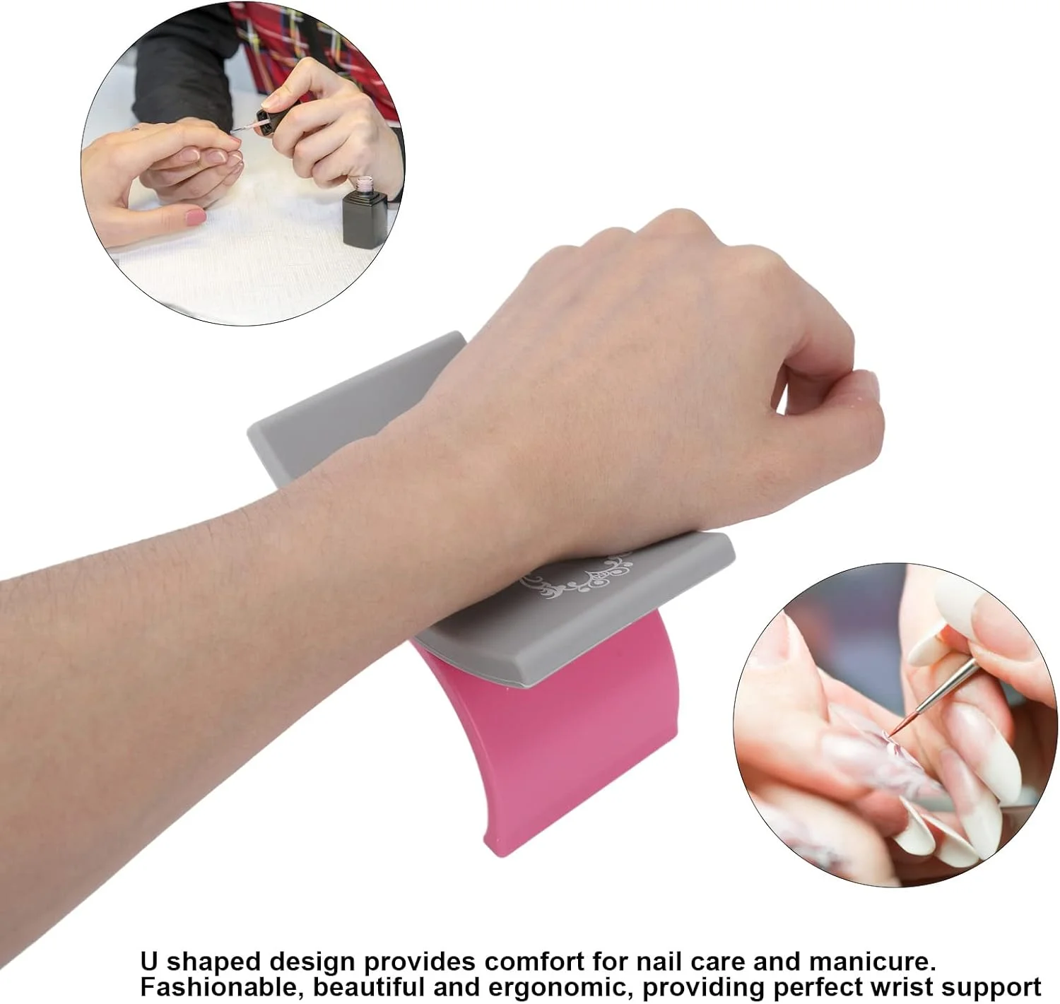 بالشتک زیر دستی ناخن، نگهدارنده زیر دستی ناخن مدل U شکل، پد بالشتی نرم سیلیکونی برای طراحی ناخن (شماره 1)