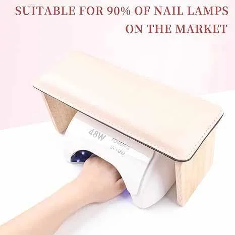 تکیه گاه دست تاشو چوبی تزویق، تکیه گاه دست مخصوص ناخن کار، چوب جامد با چرم مصنوعی نرم و اسفنج متراکم، بالشتک حرفه ای ناخن