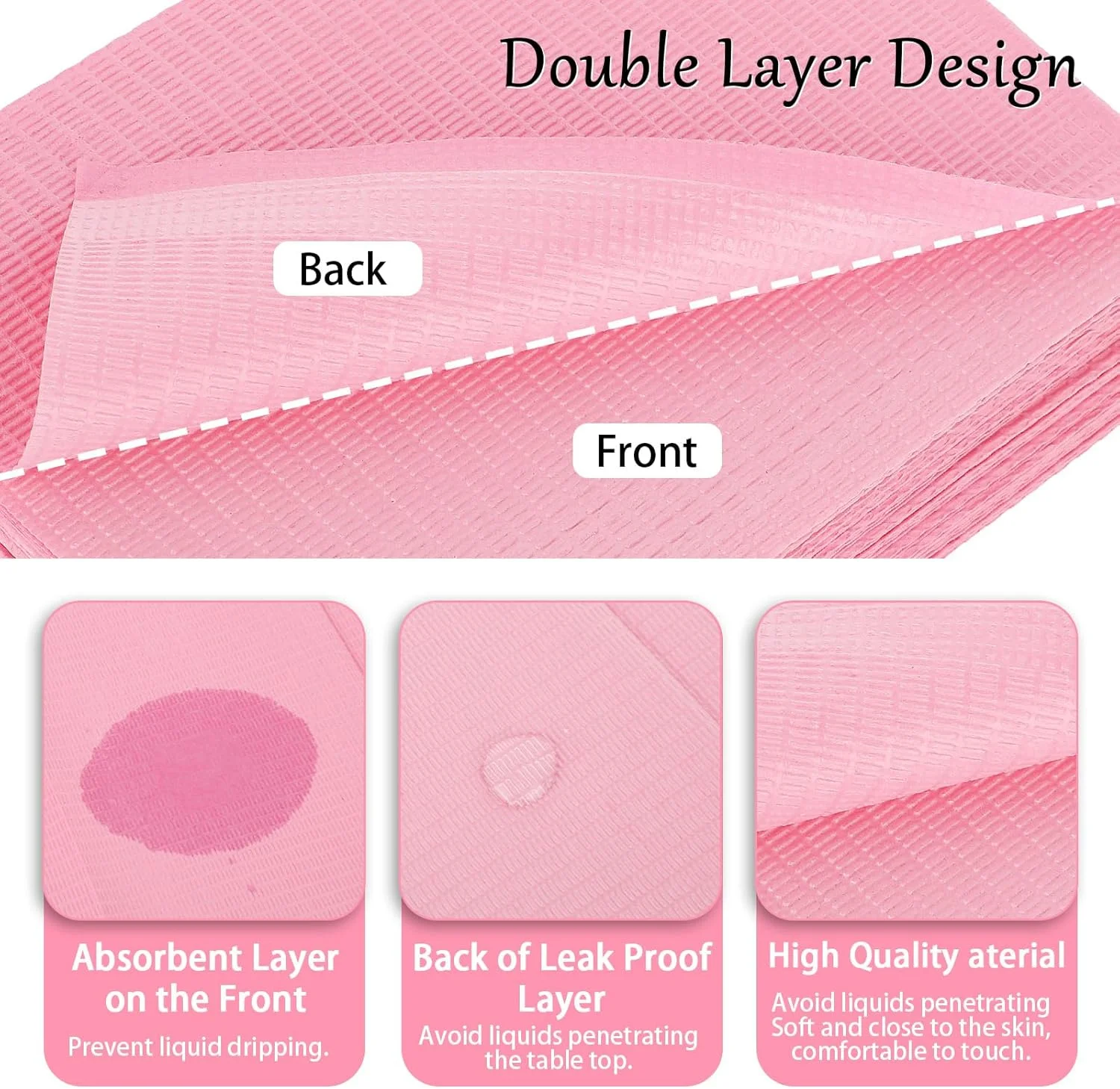 20 عدد زیرانداز یکبار مصرف ناخن Cobee، دستمال کاغذی ضد آب صورتی برای مانیکوریست ها، پدهای تمیز کننده حوله ناخن پدهای تاشو میز برای میزهای مخصوص ناخن، لوازم جانبی تاتو (صورتی)