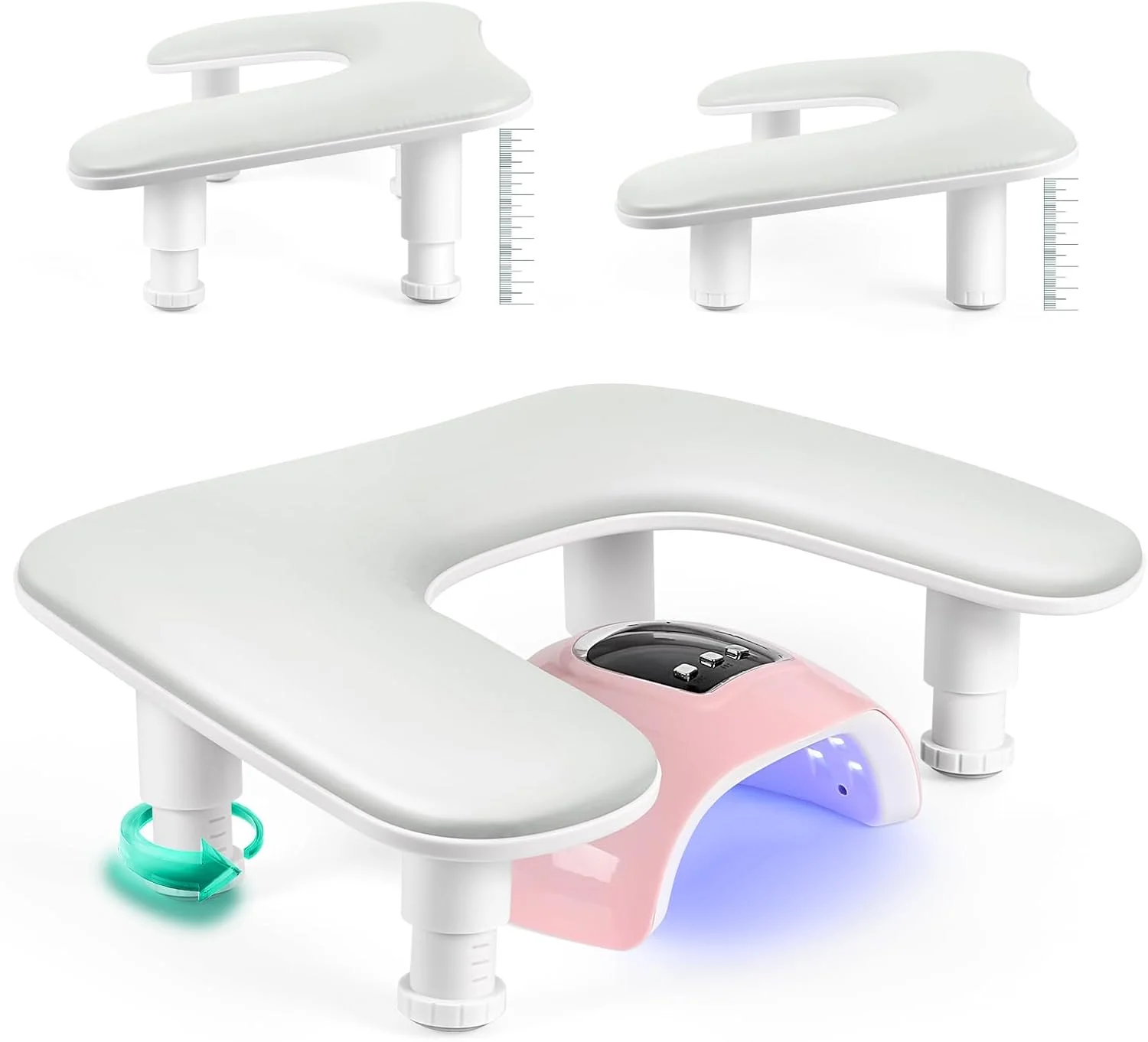 تکیه گاه دست مانیکور برای تکنسین های ناخن: تکیه گاه دست ناخن قابل تنظیم U شکل - تکیه گاه دست روکش چرم PU خاکستری برای مانیکوریست ها