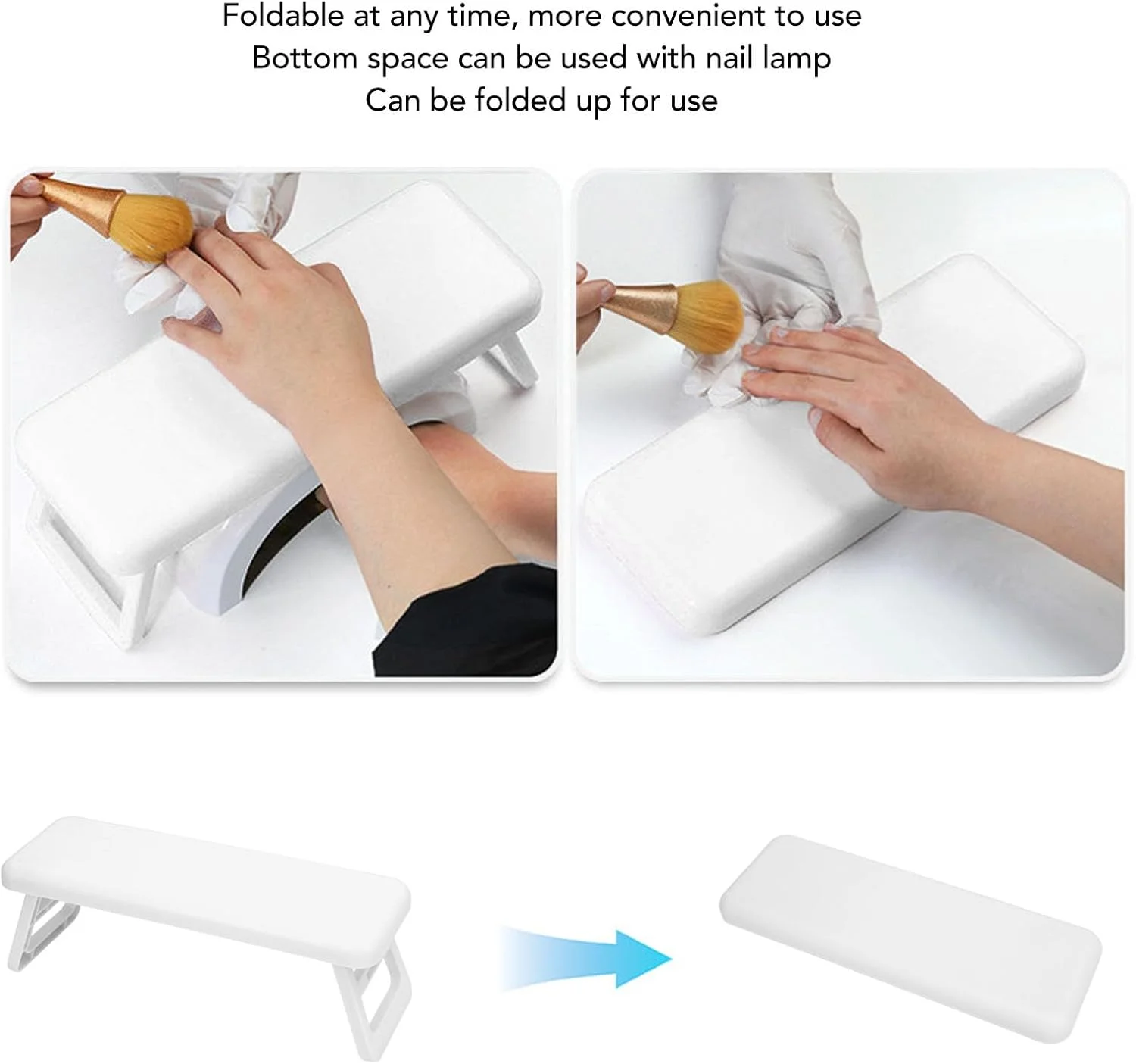 ست زیر دستی ناخن تاشو، مناسب برای دستگاه های UV با ارتفاع کمتر از 8 سانتی متر، بالشتک زیر دستی برای کاشت ناخن، ابزار ضروری برای تکنسین های ناخن، 2 عدد