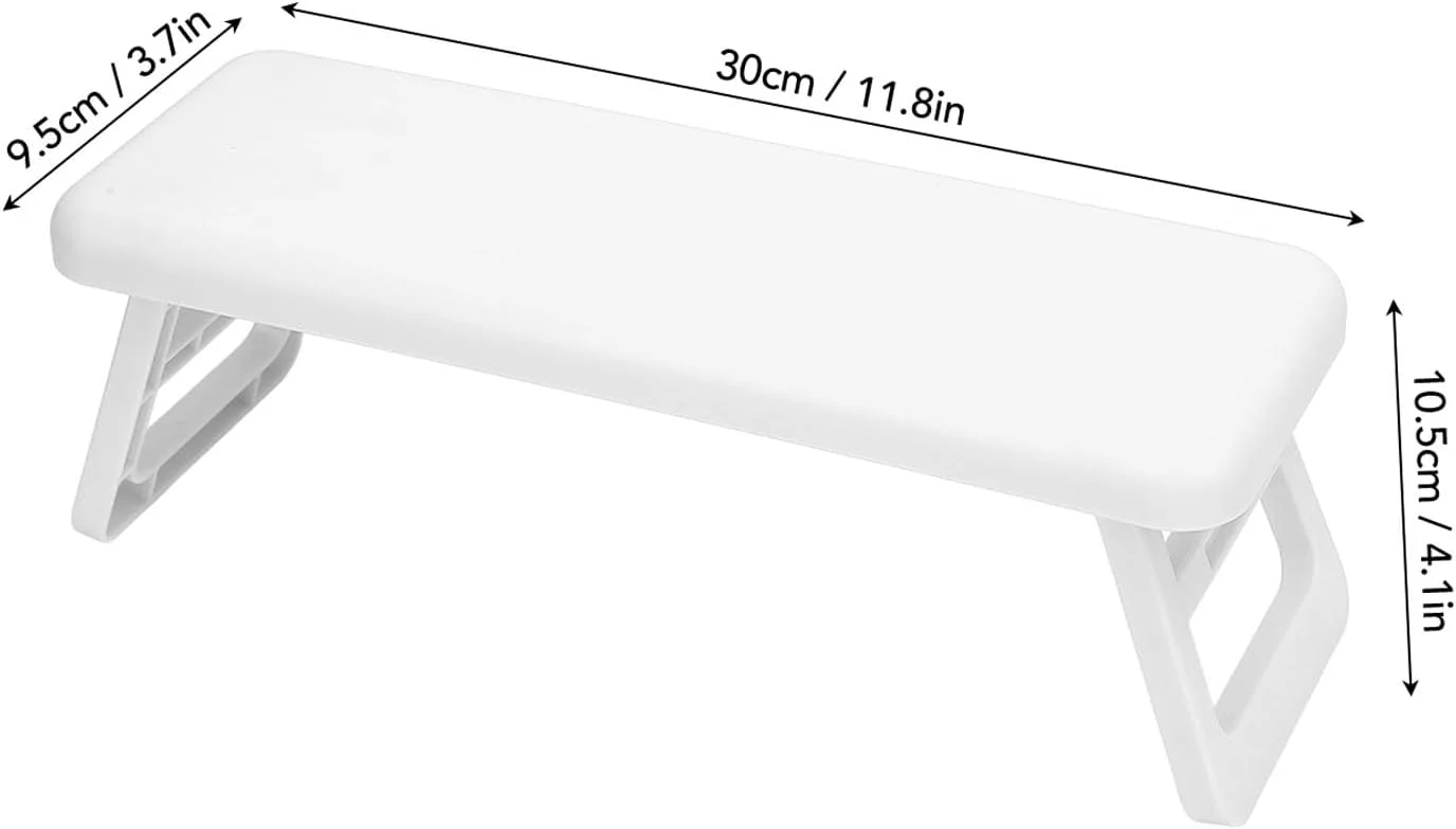 استراحتگاه دست ناخن 2 عددی، بالشتک مستطیلی تاشو و قابل شستشو برای ناخن های دست و پا، نگهدارنده دست، ابزار جانبی هنر مانیکور سالن، 30x10.5x9.5 سانتی متر (سفید)