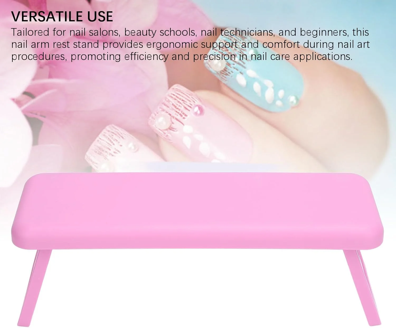 استراحتگاه سبک و جمع و جور دست ناخن، 2 عدد بالشتک قابل حمل دست ناخن، کوسن تاشو و قابل شستشو برای تکنسین های ناخن، آموزشگاه های زیبایی، ناخن های پا، تمیز کردن آسان (صورتی)
