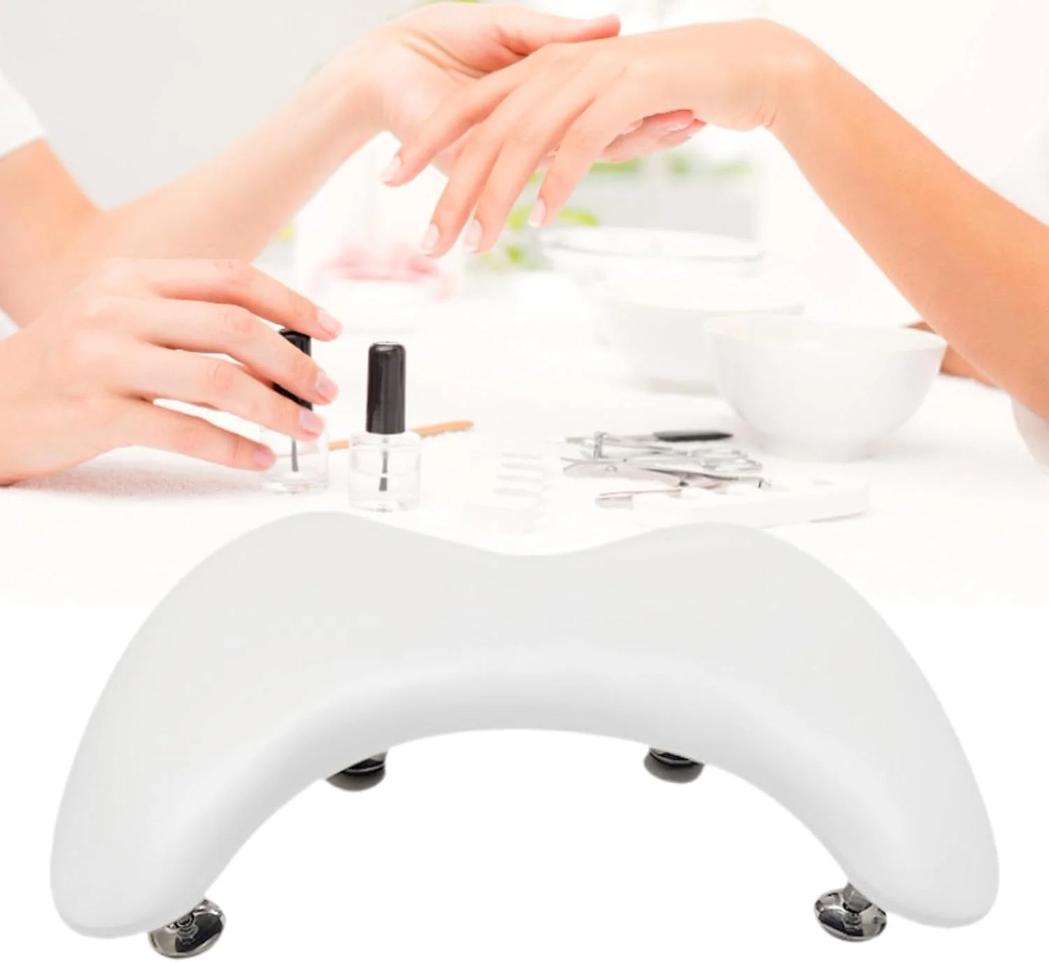 استند زیر دستی ناخن با طراحی U شکل، جداشدنی، مناسب برای استفاده در منزل، سالن های آرایشی و ناخن کاران، رنگ سفید