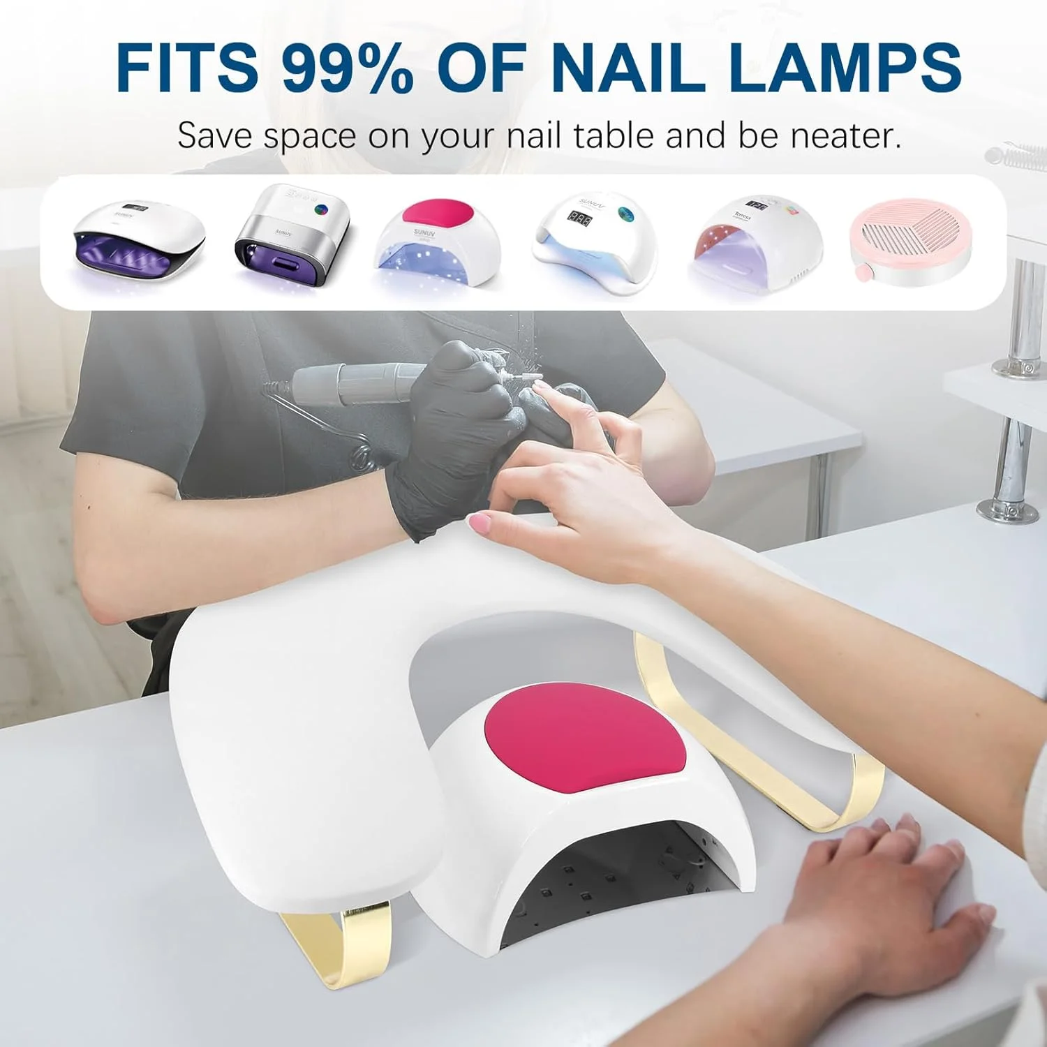 تکیه گاه دست برای ناخن کار، تکیه گاه دست ناخن U شکل، تکیه گاه دست برای ناخن کار با نگهدارنده استیل ضد زنگ