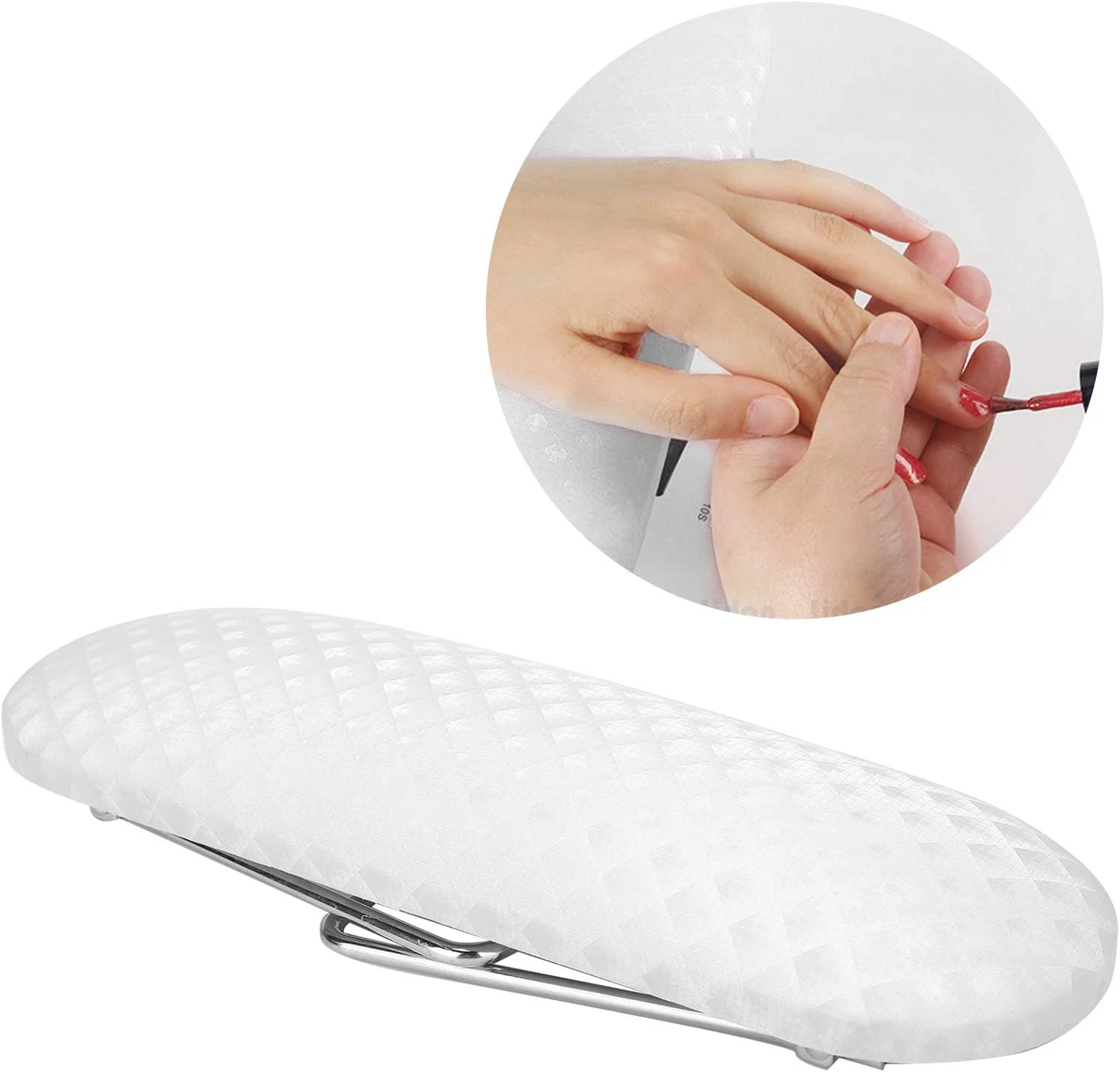 بالشتک استراحت دست ناخن از جنس چرم میکروفیبر، بالشتک مانیکور چرمی استراحت دست، پایه استیل ضد زنگ، نگهدارنده دست برای طراحی ناخن مناسب بانوان و دختران