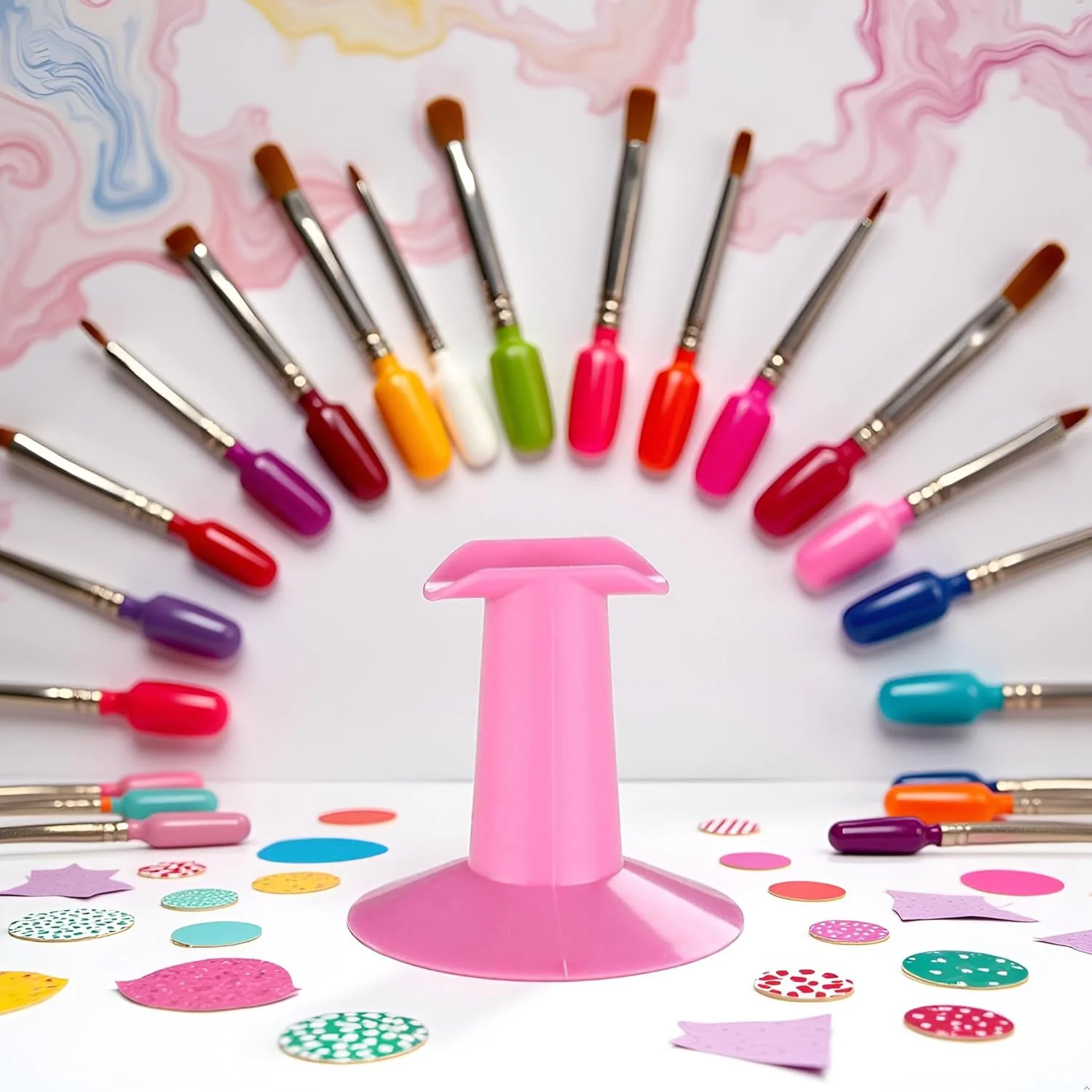 پایه انگشتی طراحی ناخن صورتی، ابزار حرفه ای طراحی ناخن، پایه نگهدارنده انگشت پلاستیکی برای آرایش ناخن بانوان، مناسب برای سالن های طراحی ناخن