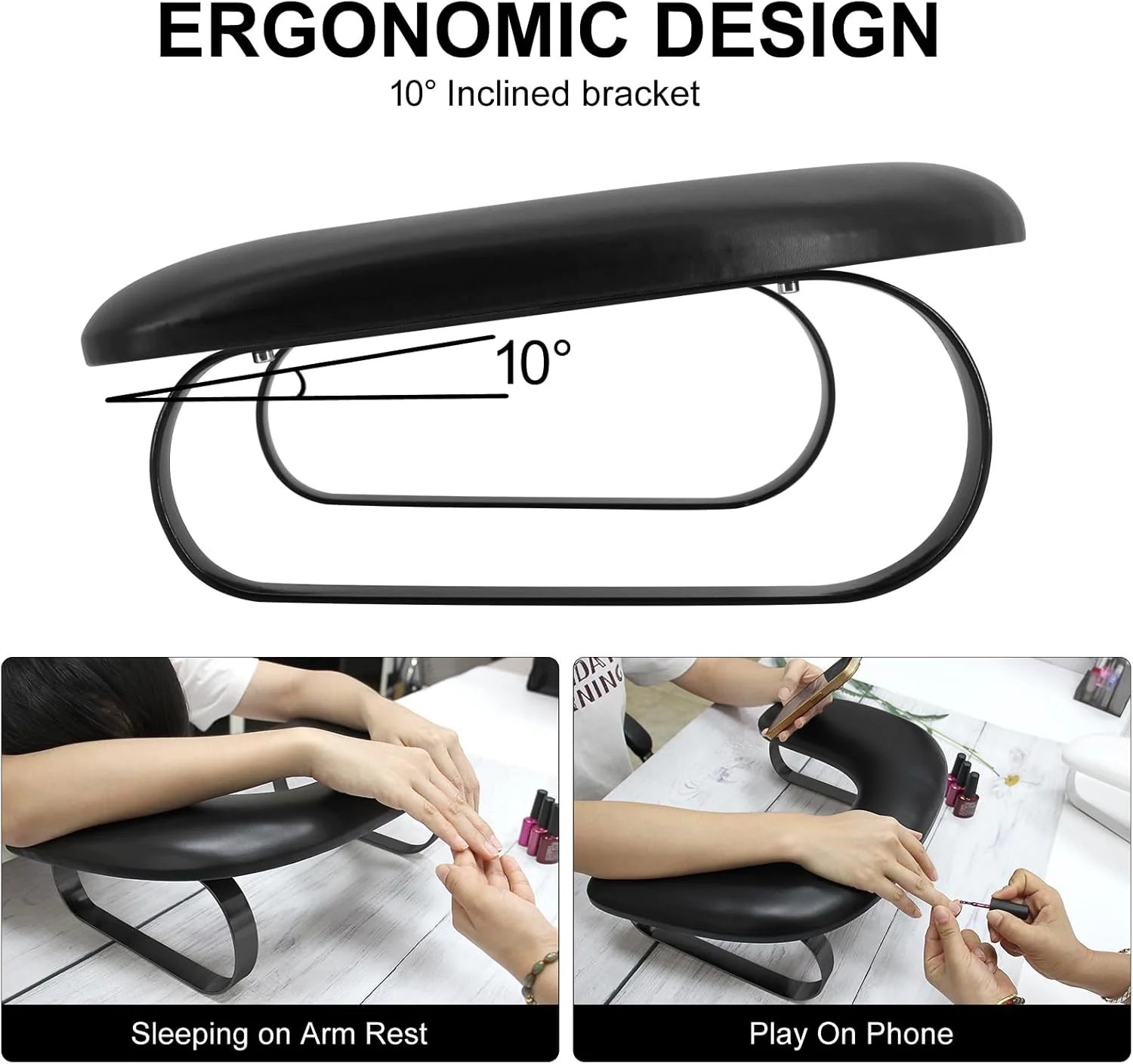 تکیه گاه دست مانیکور مدل U شکل، تکیه گاه دست نرم چرمی PU، بالشتک نگهدارنده دست مانیکور با پایه جداشدنی، مناسب برای استفاده در سالن های ناخن و منزل (مشکی کامل) تکیه گاه دست مانیکور مدل U شکل، تکیه گاه دست نرم چرمی PU، بالشتک نگهدارنده دست مانیکور با پایه جداشدنی، مناسب برای استفاده در سالن های ناخن و منزل (مشکی کامل)