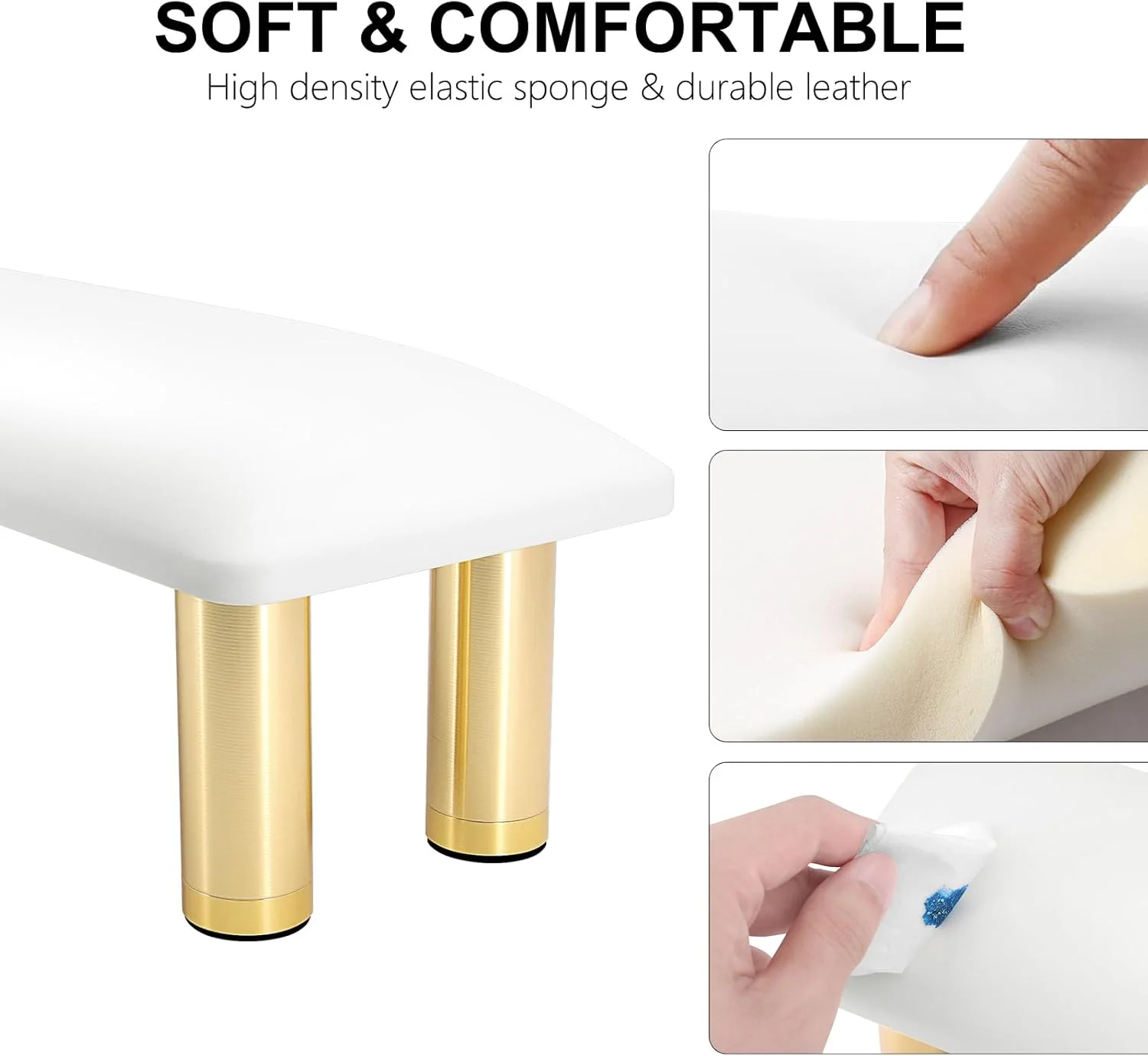 تکیه گاه دست برای ناخن کار، تکیه گاه دست مانیکور با قابلیت تنظیم ارتفاع، تکیه گاه دست چرمی تمیز شونده برای استفاده در سالن های آرایشی و منزل، پایه های طلایی ضد لغزش (سفید) تکیه گاه دست برای ناخن کار، تکیه گاه دست مانیکور با قابلیت تنظیم ارتفاع، تکیه گاه دست چرمی تمیز شونده برای استفاده در سالن های آرایشی و منزل، پایه های طلایی ضد لغزش (سفید)