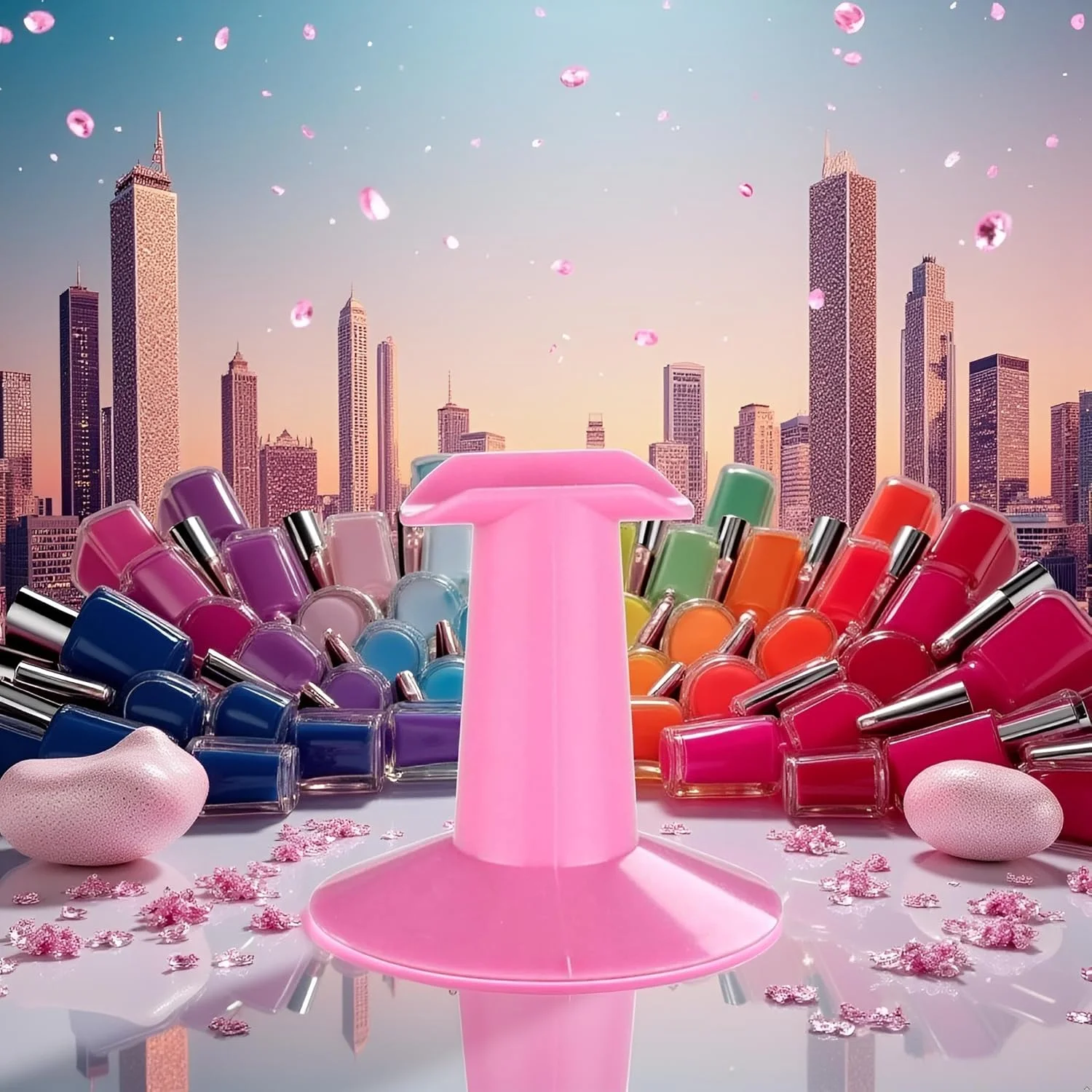 پایه انگشتی طراحی ناخن صورتی، ابزار حرفه ای طراحی ناخن، پایه نگهدارنده انگشت پلاستیکی برای آرایش ناخن بانوان، مناسب برای سالن های طراحی ناخن