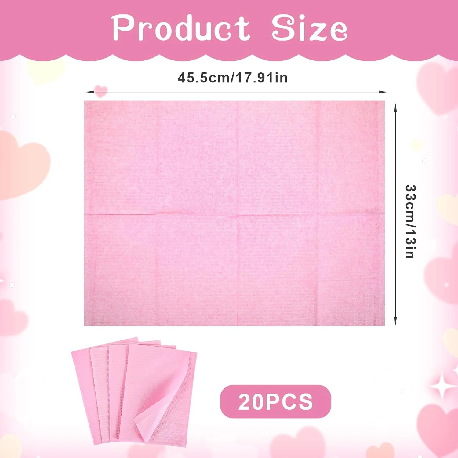 20 عدد زیرانداز رومیزی صورتی برای طراحی ناخن، زیرانداز یکبار مصرف ناخن، زیرانداز ضد آب میز ناخن برای مانیکوریست ها، پد میز مانیکور ناخن، قابل استفاده به عنوان پیش بند دندانپزشکی یا زیرانداز میز تاتو - 45.5 x 33 سانتی متر