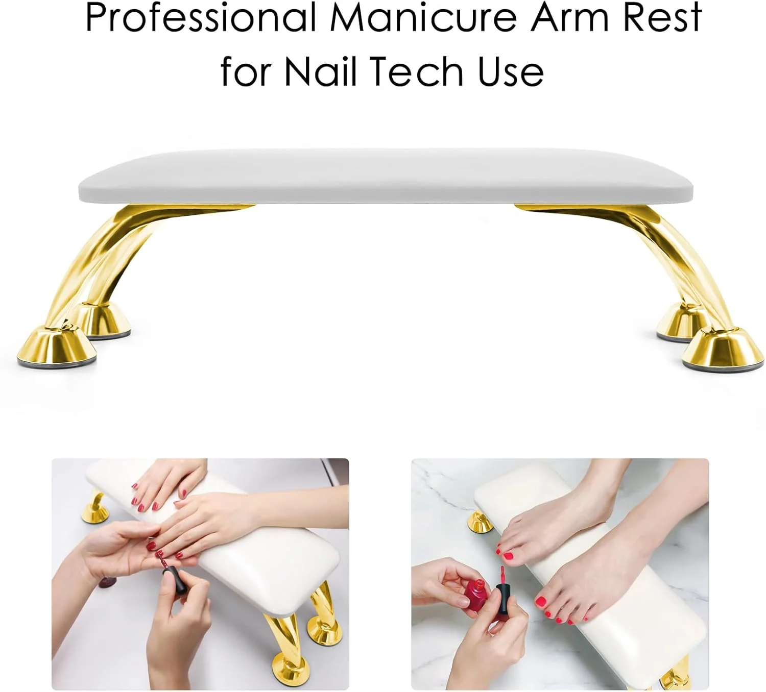 تکیه گاه دست نرم و راحت برای ناخن کار، تکیه گاه دست ضد لغزش، تکیه گاه دست چرمی میکروفیبر برای مانیکور با پایه های استیل ضد زنگ طلایی تکیه گاه دست نرم و راحت برای ناخن کار، تکیه گاه دست ضد لغزش، تکیه گاه دست چرمی میکروفیبر برای مانیکور با پایه های استیل ضد زنگ طلایی