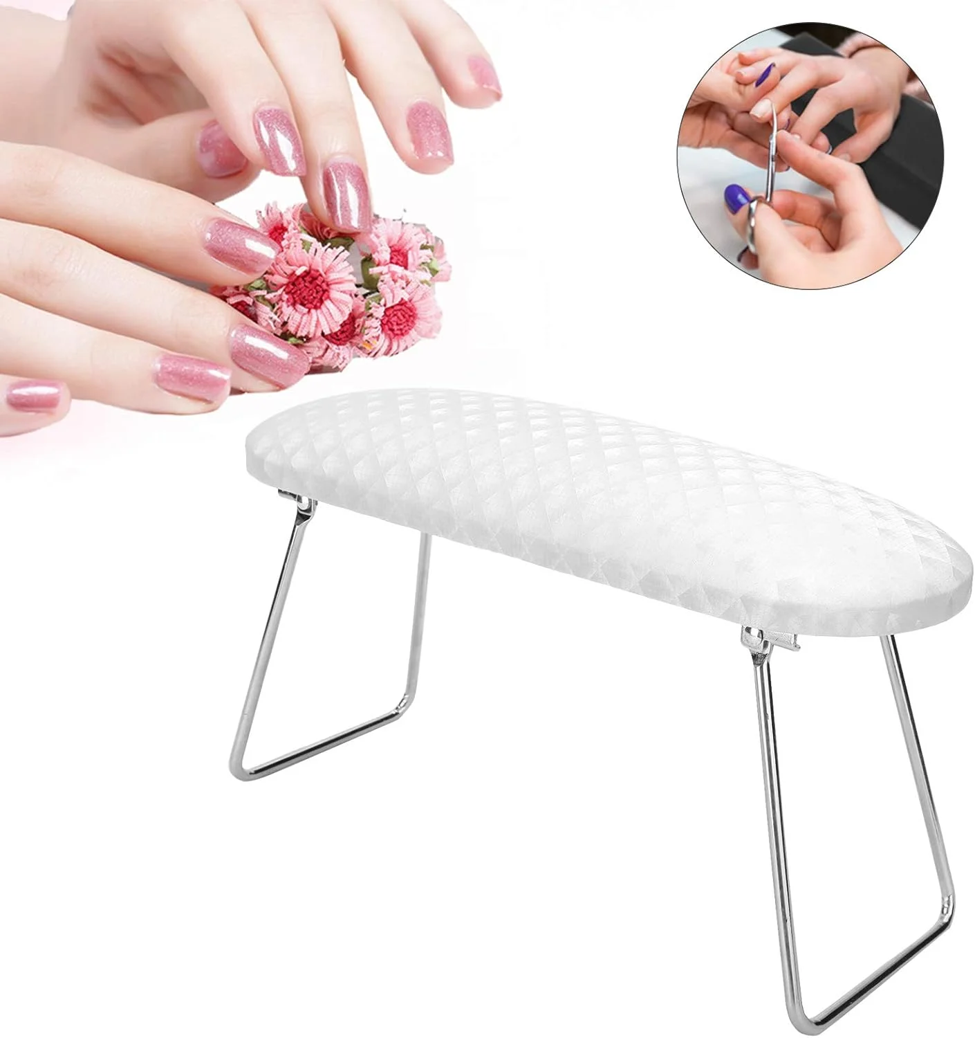 بالشتک دستی طراحی ناخن، با قابلیت لغزش در دو طرف، ساخت ظریف، نگهدارنده دستی بادوام مانیکور، مناسب برای استفاده سریع در سالن و منزل - سفید بالشتک دستی طراحی ناخن، با قابلیت لغزش در دو طرف، ساخت ظریف، نگهدارنده دستی بادوام مانیکور، مناسب برای استفاده سریع در سالن و منزل - سفید