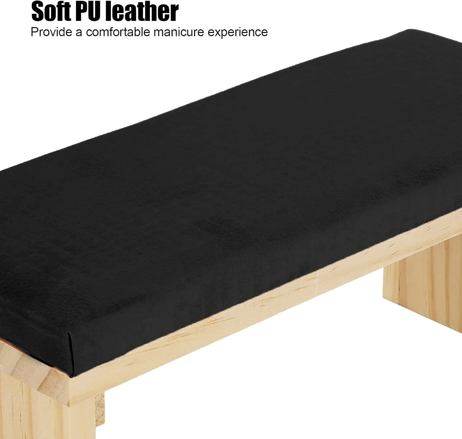 تکیه گاه دست ناخن، تکیه گاه دست مانیکور چرمی PU با تشک نرم ناخن برای میز، بالش دست ناخن برای استفاده در سالن ناخن (مشکی)