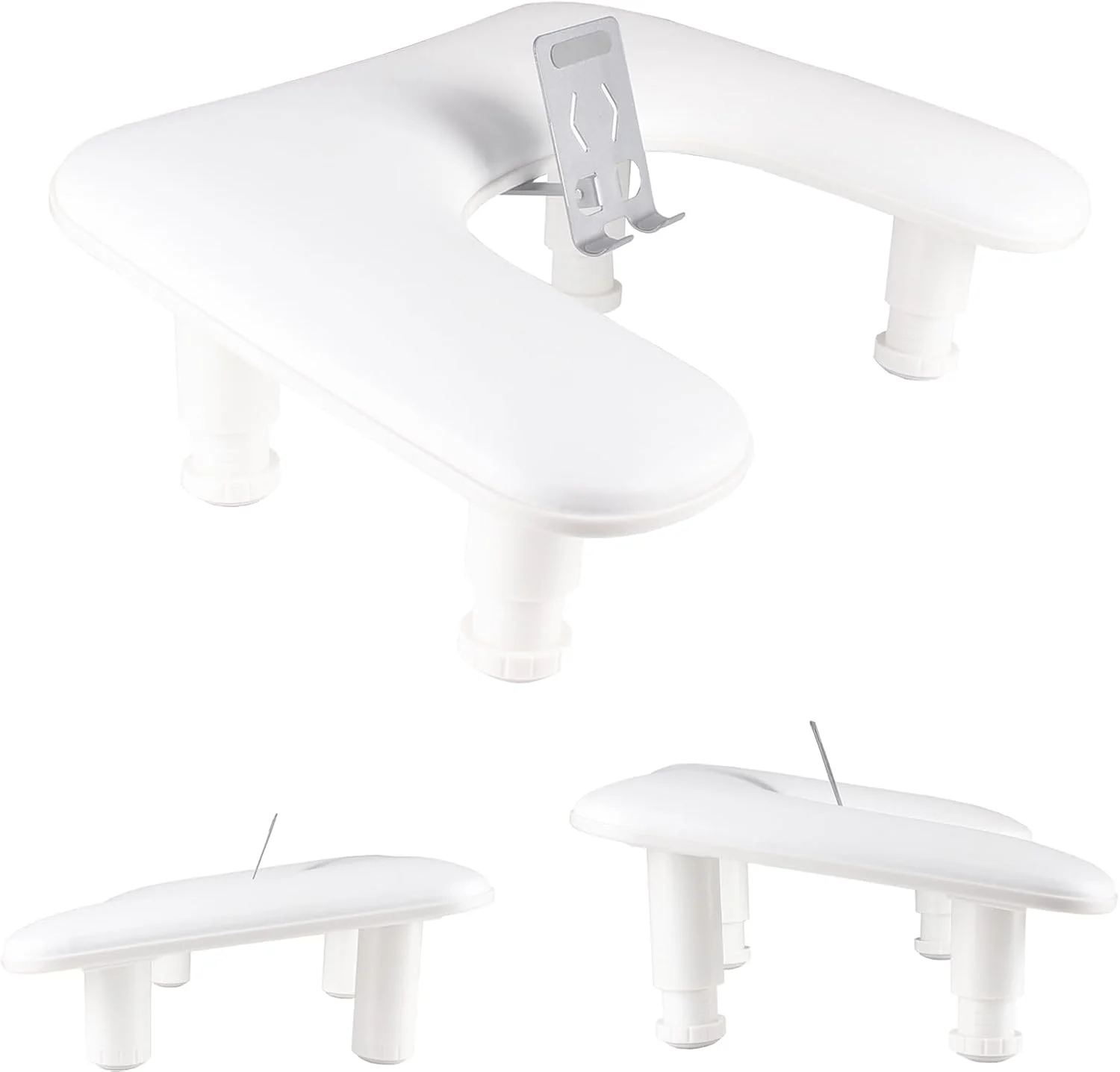 تکیه گاه دست مانیکور با نگهدارنده چرخان تلفن برای تکنسین های ناخن، تکیه گاه دست ناخن قابل تنظیم U شکل چرم PU (سفید) تکیه گاه دست مانیکور با نگهدارنده چرخان تلفن برای تکنسین های ناخن، تکیه گاه دست ناخن قابل تنظیم U شکل چرم PU (سفید)