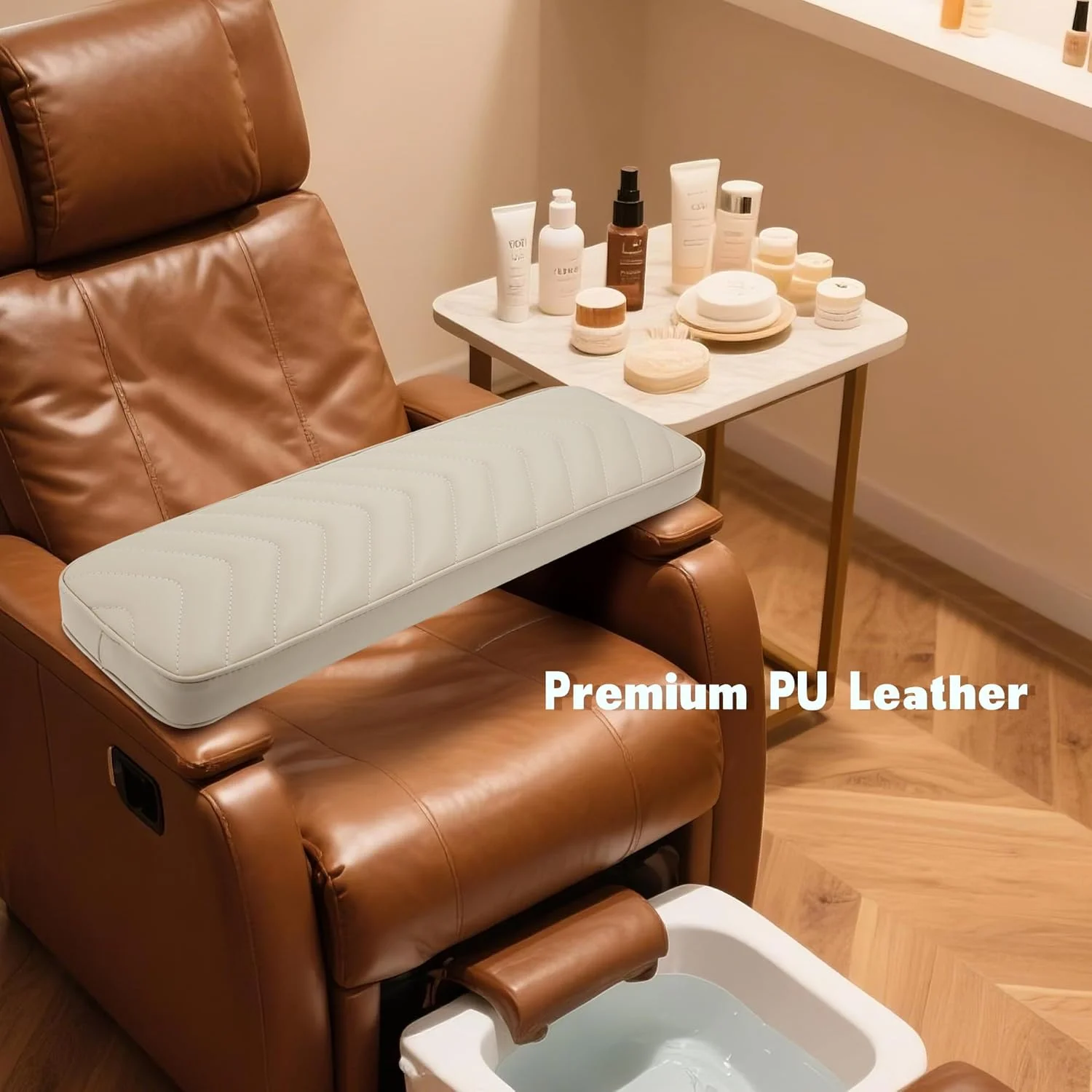 تکیه گاه بازوی نواِل برای صندلی های پدیکور - چرم PU لوکس، 23x68 سانتی متر، تمیز کردن آسان و ضد لغزش، طراحی مناسب سالن برای استفاده طولانی مدت (خاکی) تکیه گاه بازوی نواِل برای صندلی های پدیکور - چرم PU لوکس، 23x68 سانتی متر، تمیز کردن آسان و ضد لغزش، طراحی مناسب سالن برای استفاده طولانی مدت (خاکی)