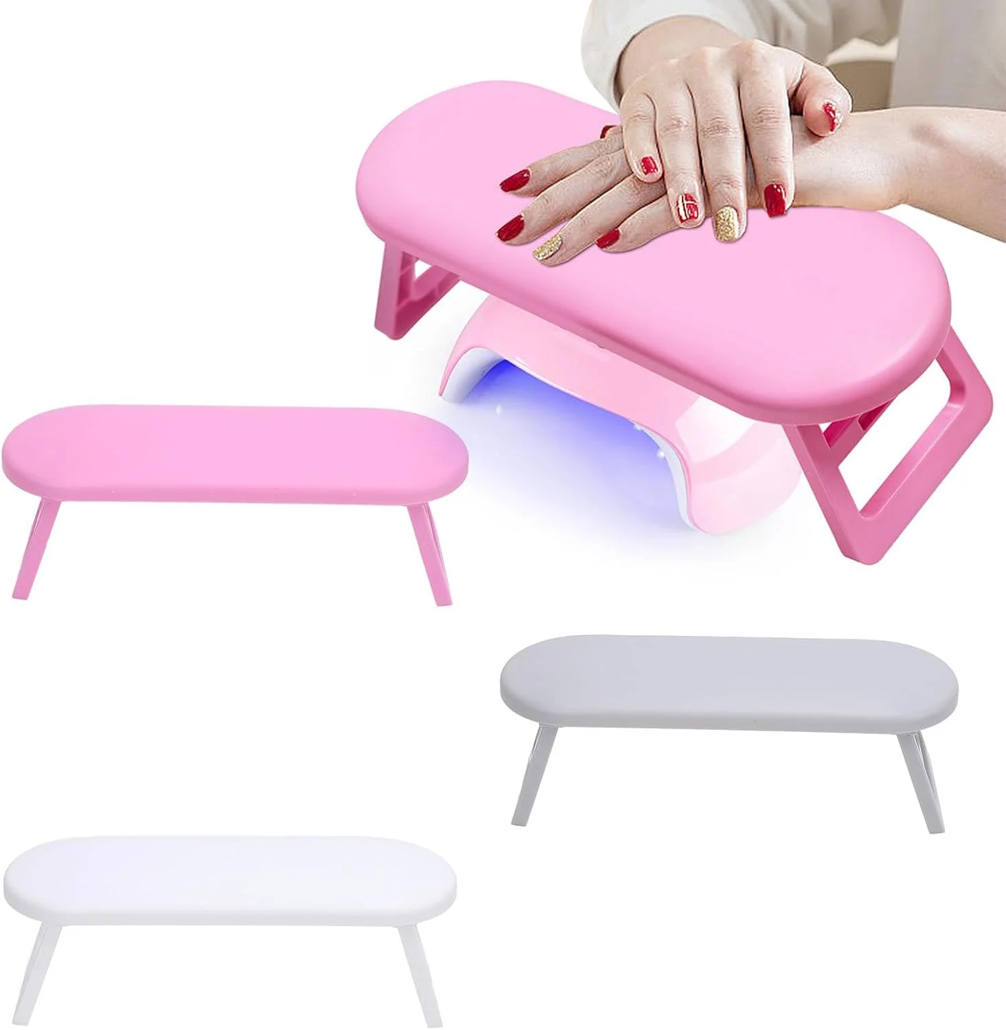 استند بالشتکی زیر دستی ناخن تاشو و قابل حمل، راحت برای سالن های حرفه ای و استفاده در منزل، 3 عدد پلاستیکی استند بالشتکی زیر دستی ناخن تاشو و قابل حمل، راحت برای سالن های حرفه ای و استفاده در منزل، 3 عدد پلاستیکی