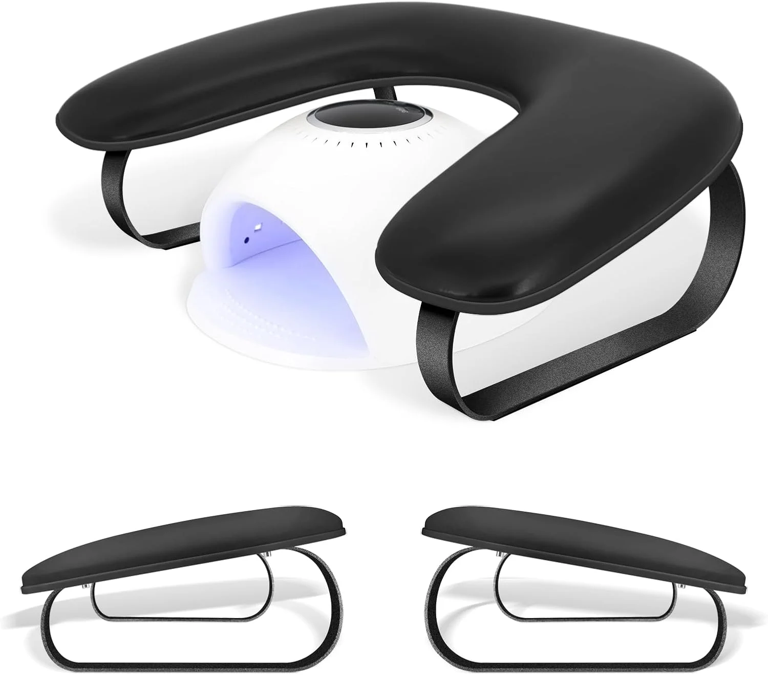 استند زیر دستی ناخن U شکل، بالشتک زیر دستی چرمی قابل تمیز کردن برای سالن های کاشت ناخن و منزل، پایه آلیاژ آلومینیوم، پدهای ضد لغزش استند زیر دستی ناخن U شکل، بالشتک زیر دستی چرمی قابل تمیز کردن برای سالن های کاشت ناخن و منزل، پایه آلیاژ آلومینیوم، پدهای ضد لغزش