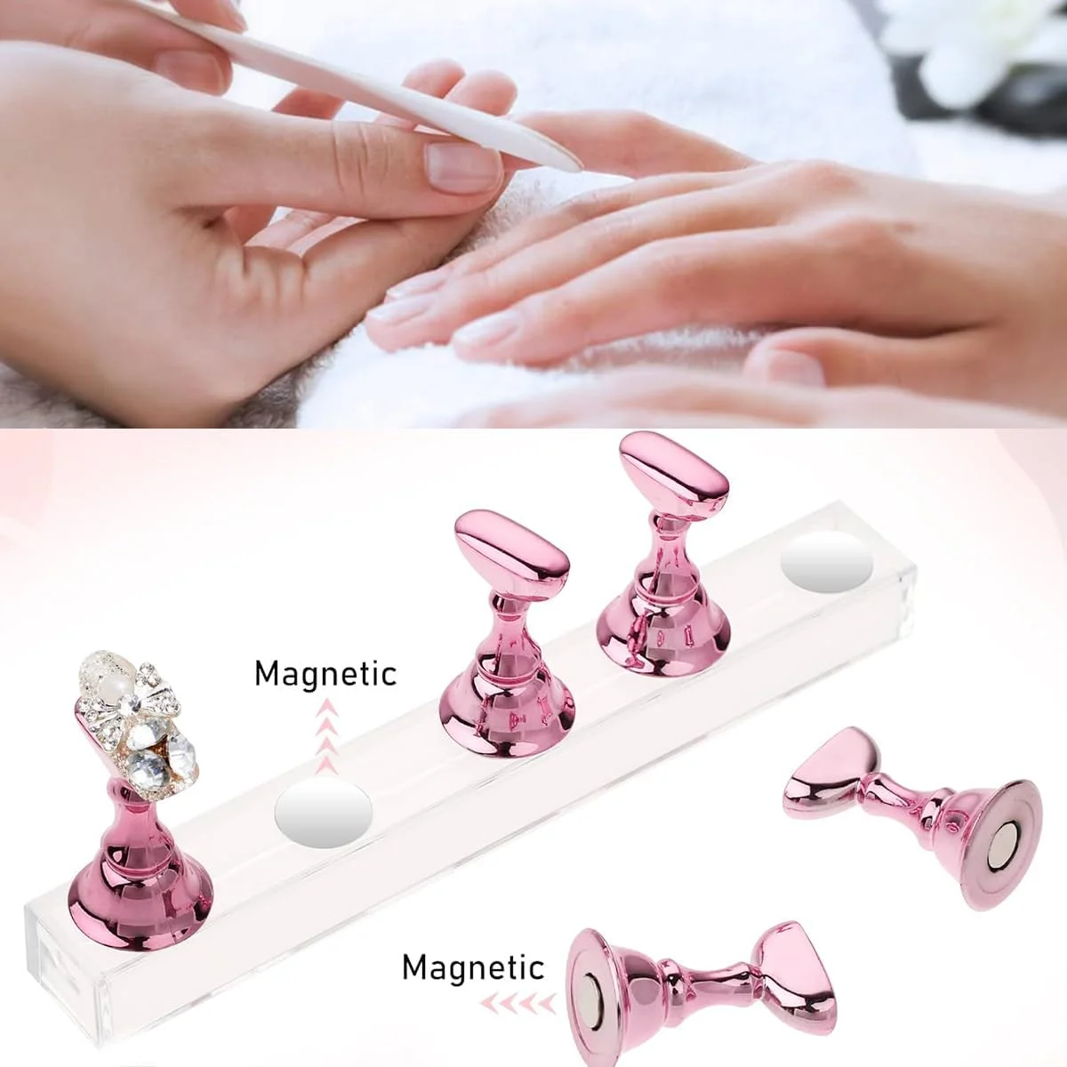 دو ست پایه ناخن برای نمایش ناخن، پایه ناخن آکریلیک Aurora، پایه نمایش انگشت تمرینی صورتی، پایه نمایش ناخن مصنوعی، به همراه 48 عدد چسب رس، صورتی و شفاف دو ست پایه ناخن برای نمایش ناخن، پایه ناخن آکریلیک Aurora، پایه نمایش انگشت تمرینی صورتی، پایه نمایش ناخن مصنوعی، به همراه 48 عدد چسب رس، صورتی و شفاف