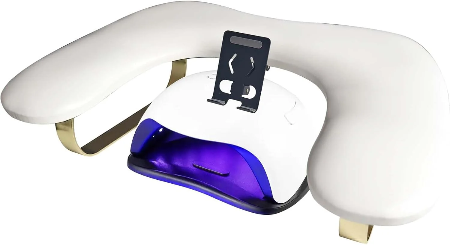 تکیه گاه دست ناخن با نگهدارنده تلفن - طلایی سفید تکیه گاه دست ناخن با نگهدارنده تلفن - طلایی سفید