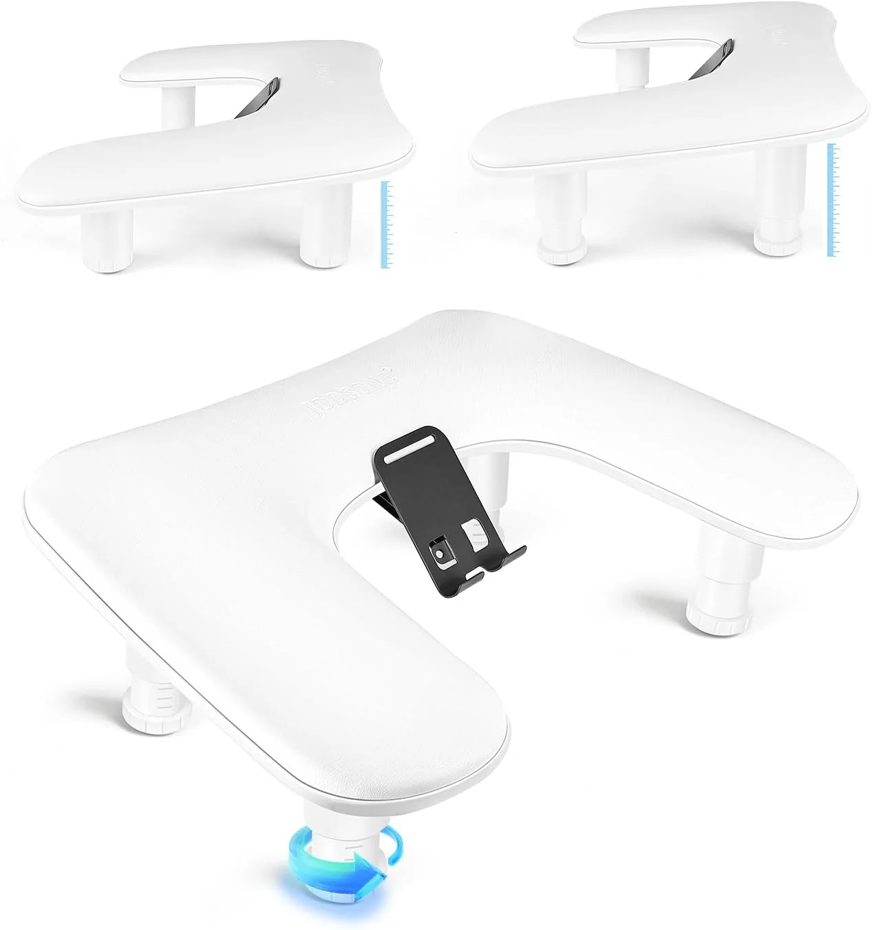جای دست U شکل سفید JODSONE برای ناخن کار با نگهدارنده تلفن همراه 360 درجه چرخان و تکیه گاه قابل تنظیم دست جداشدنی برای طراحی سالن