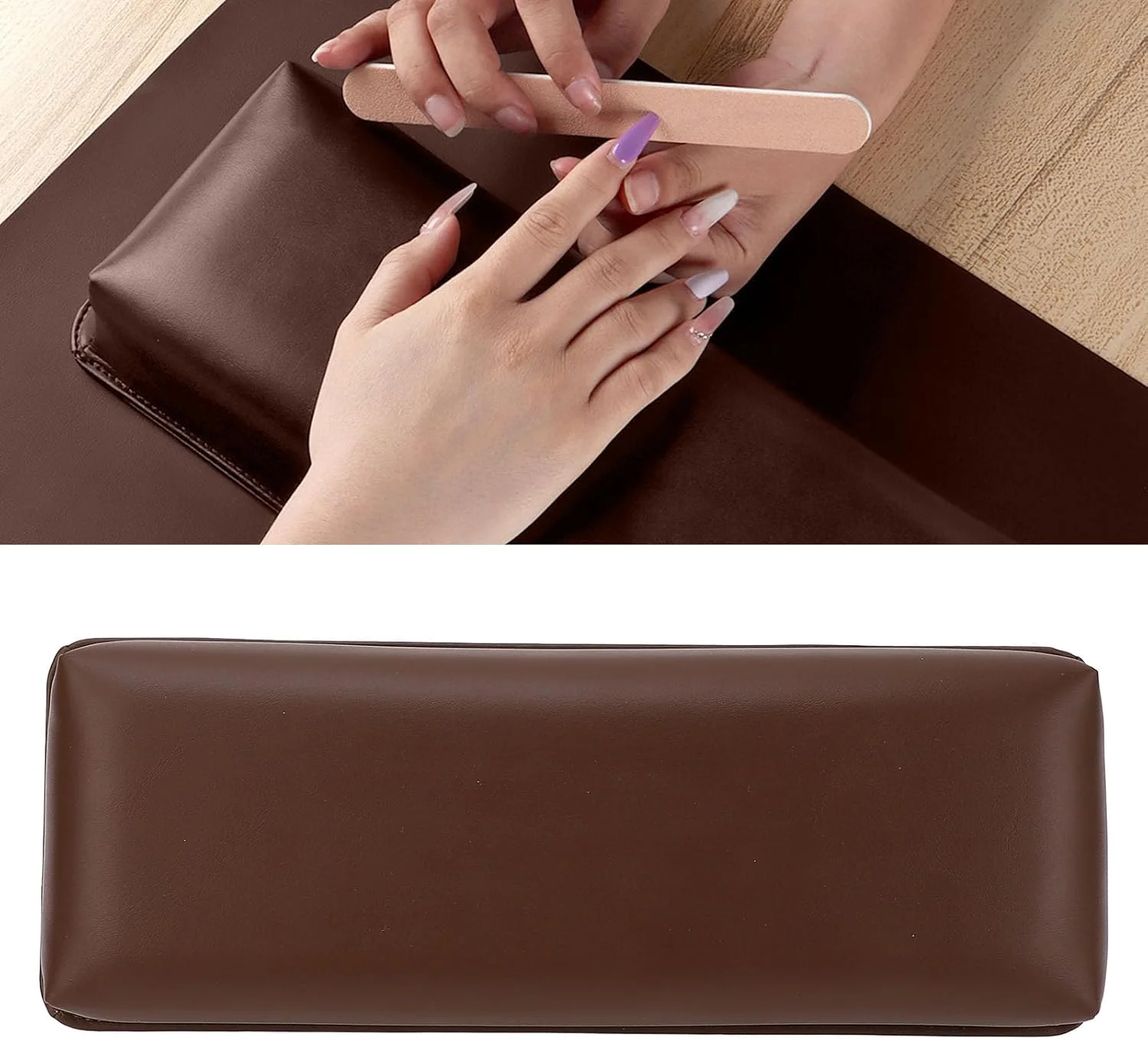بالشتک استراحت دست برای ناخن، فوم حافظه دار با روکش چرم PU برای مانیکور و طراحی ناخن، بالشتک مستطیلی ارگونومیک دست برای سالن ناخن، مناسب برای استفاده