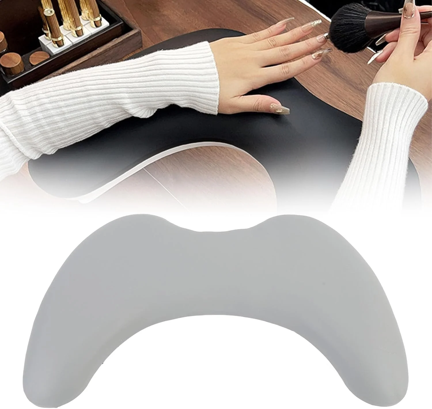 بالشتک و تکیه گاه دست ناخن کار مدل U شکل (خاکستری) بالشتک و تکیه گاه دست ناخن کار مدل U شکل (خاکستری)