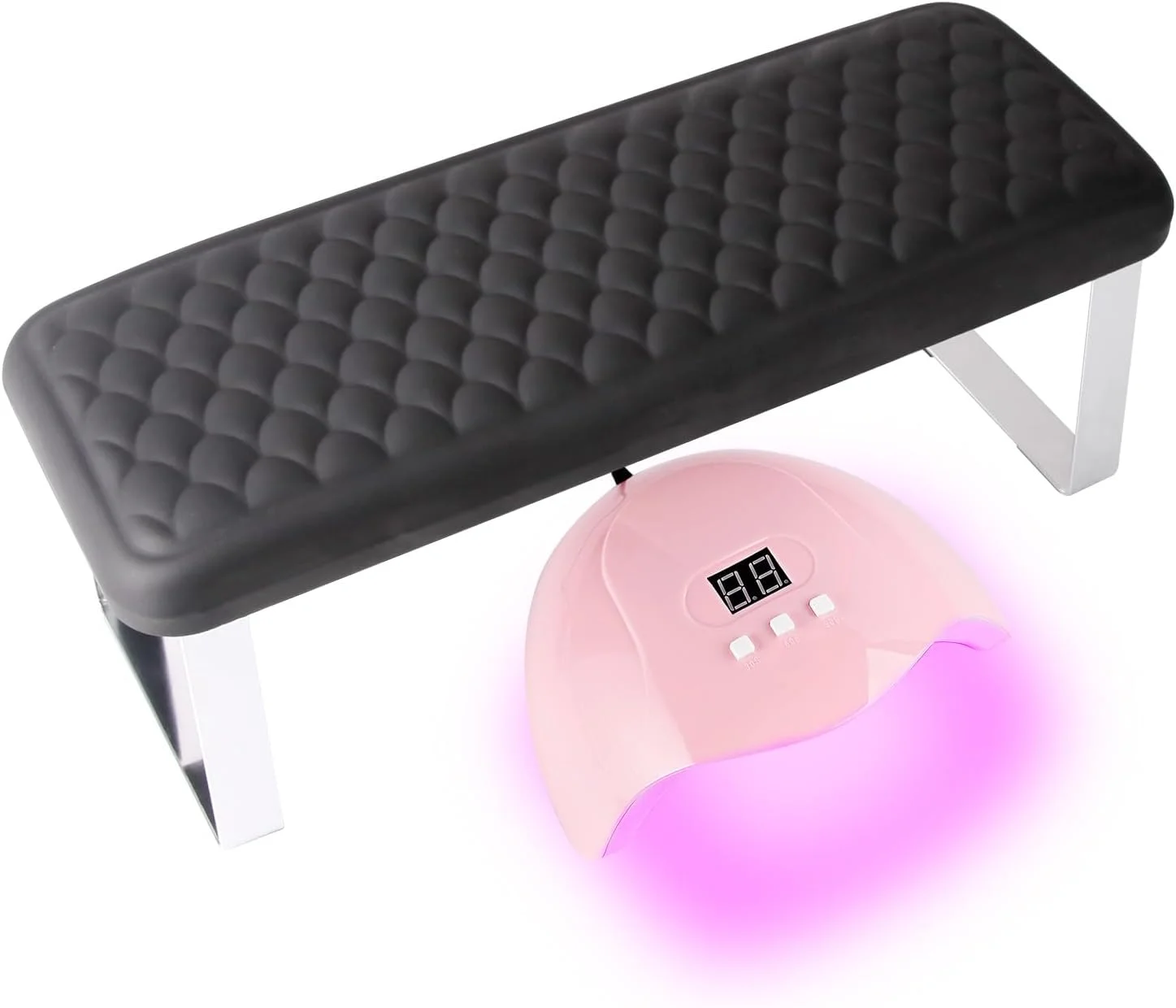 تکیه گاه دست برای تکنسین های ناخن، BORNBYME با روکش چرم مصنوعی PU طرح ماهی برای مانیکور و پدیکور، مشکی