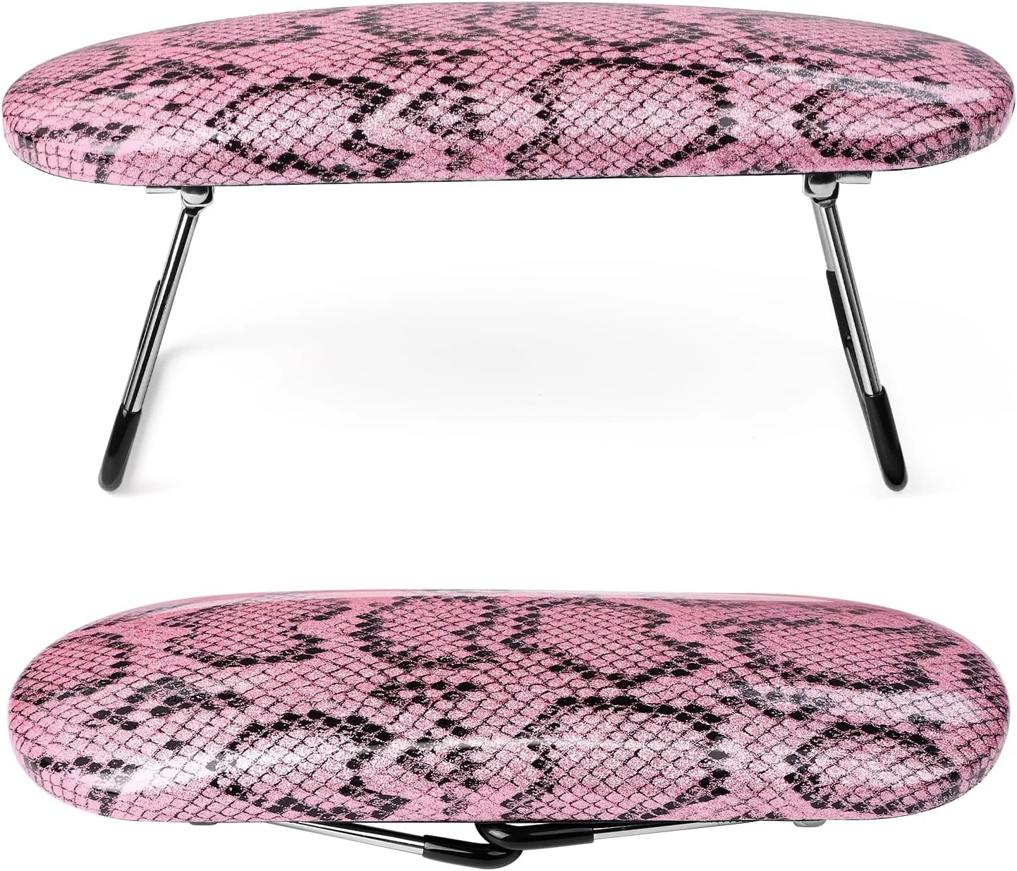 استند زیر دستی ناخن Krofaue - استراحتگاه دست ناخن تاشو چرم PU با اسفنج متراکم مناسب برای تکنسین های ناخن با پایه ضد لغزش و پایدار، کاهش خستگی دست، مناسب برای استفاده در سالن های مانیکور - صورتی