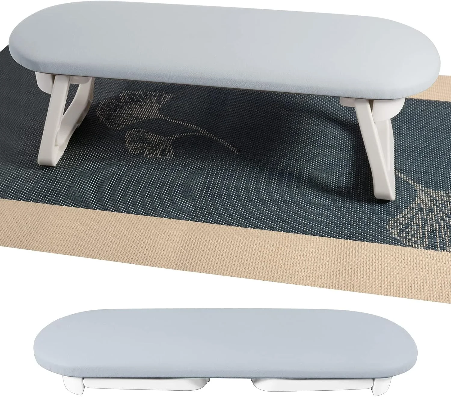 ست زیر دستی و زیرانداز میز ناخن آزونه، زیر دستی نرم چرمی PU و زیرانداز میز PVC تاشو، مناسب برای استفاده در منزل و سالن های مانیکور (خاکستری)