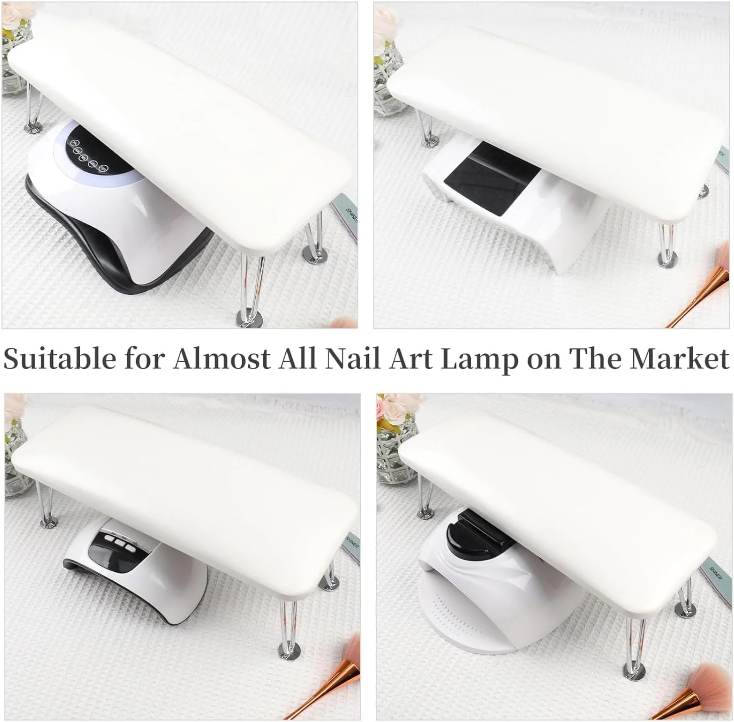 تکیه گاه دست آزونی برای ناخن کاران - تکیه گاه دست قابل تنظیم با بالشتک، تکیه گاه دست چرمی PU میکروفیبر برای مانیکور و ناخن های اکریلیک، پایه رومیزی سفید برای سالن یا استفاده خانگی