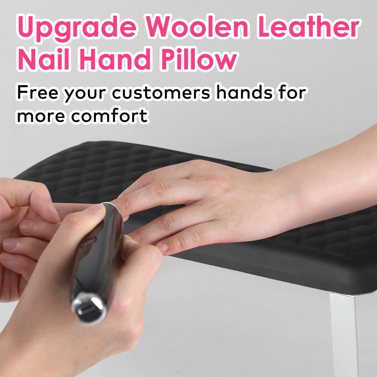 تکیه گاه دست برای تکنسین های ناخن، BORNBYME با روکش چرم مصنوعی PU طرح ماهی برای مانیکور و پدیکور، مشکی