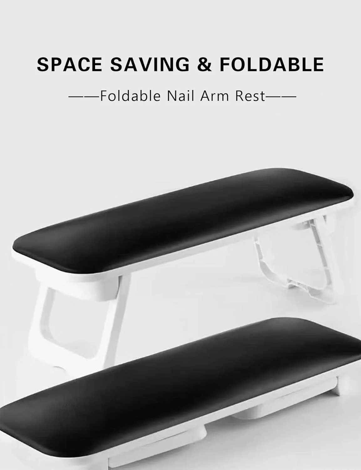 استراحتگاه دست ناخن برای سالن مانیکور - استراحتگاه دست چرمی PU تاشو با زیرانداز PVC، بالشتک نرم دست برای ناخن های اکریلیک، مورد استفاده تکنسین های ناخن (سفید)