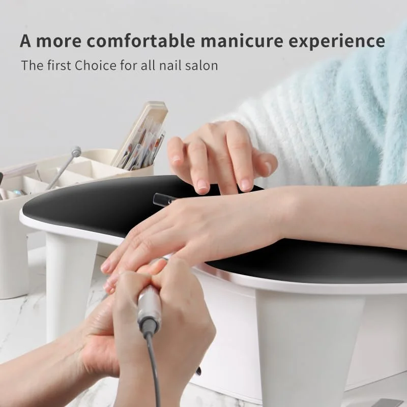 استراحتگاه دست ناخن U شکل - استراحتگاه دست ناخن مشکی، بالشتک نرم و راحت برای مانیکور، پایه چرمی PU برای هنر ناخن اکریلیک، نصب سریع