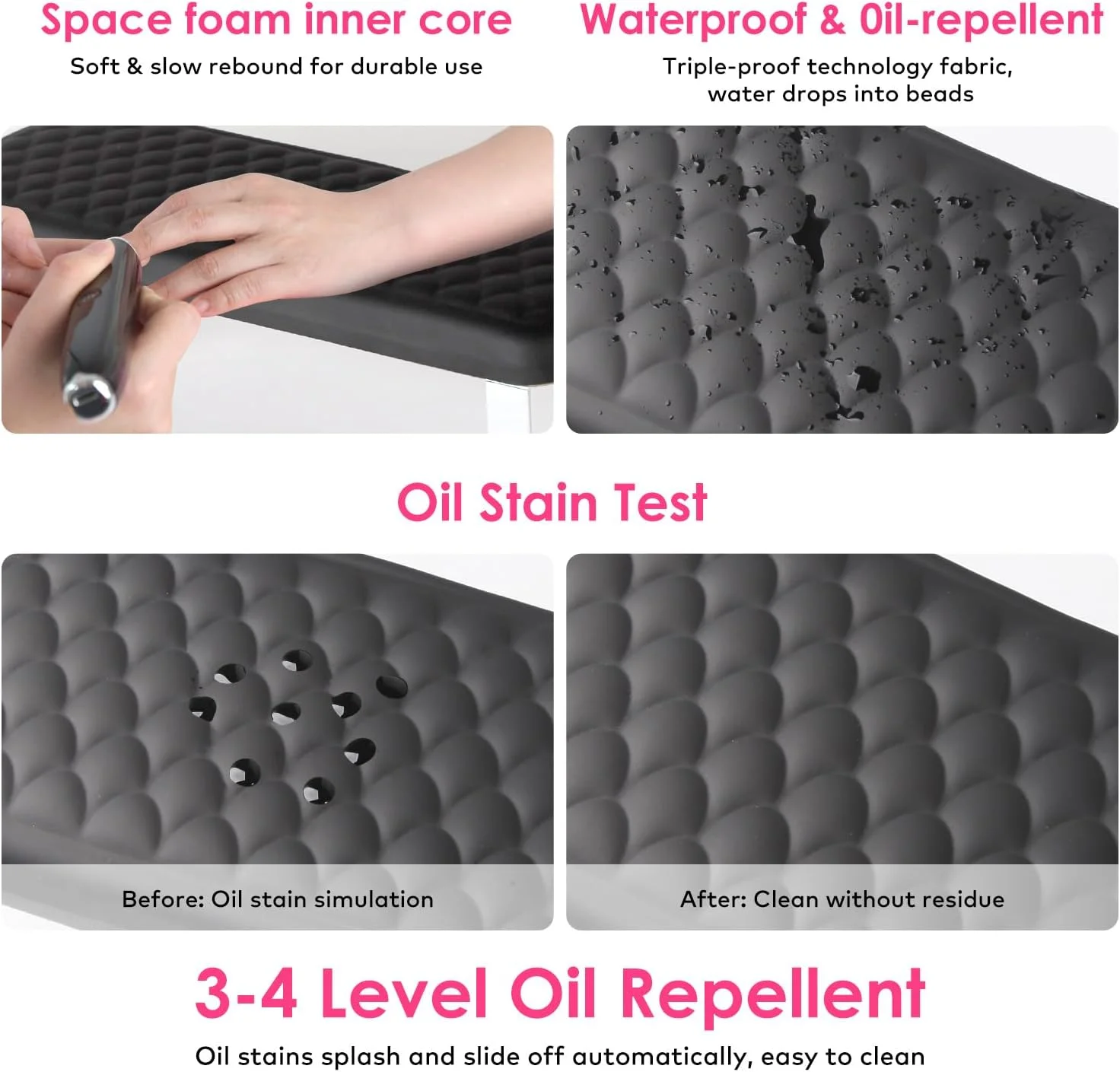 تکیه گاه دست برای تکنسین های ناخن، BORNBYME با روکش چرم مصنوعی PU طرح ماهی برای مانیکور و پدیکور، مشکی