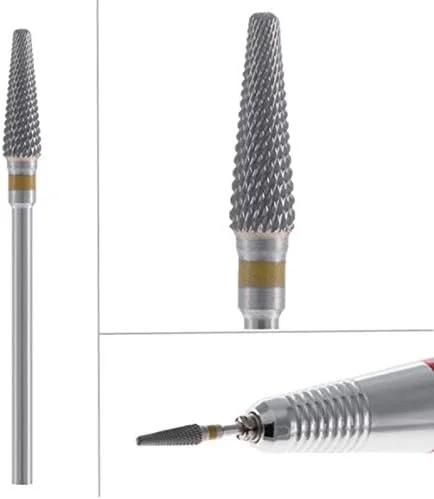 سر سوهان برقی ناخن مخروطی سخت، سر پرداخت ناخن فولادی تنگستن دندانه دار نقره ای (رنگ: نقره ای + زرد) سر سوهان برقی ناخن مخروطی سخت، سر پرداخت ناخن فولادی تنگستن دندانه دار نقره ای (رنگ: نقره ای + زرد)