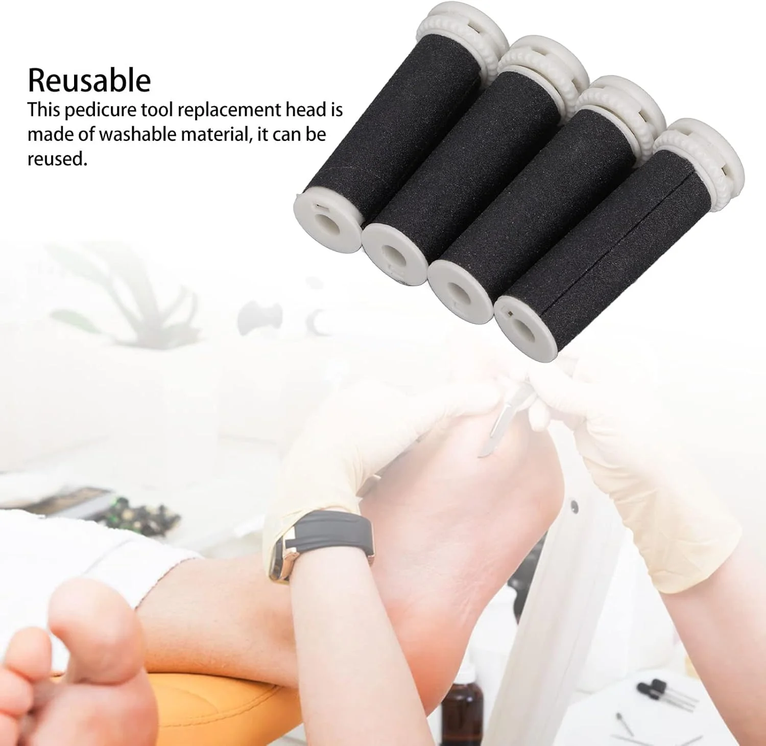 4 عدد سری یدکی سوهان برقی پا، سری های جایگزین پدیکور برای سوهان برقی پا، سری جایگزین ابزار سنگ زنی برای پدیکور پا، غلتک جایگزین برای از بین بردن پینه