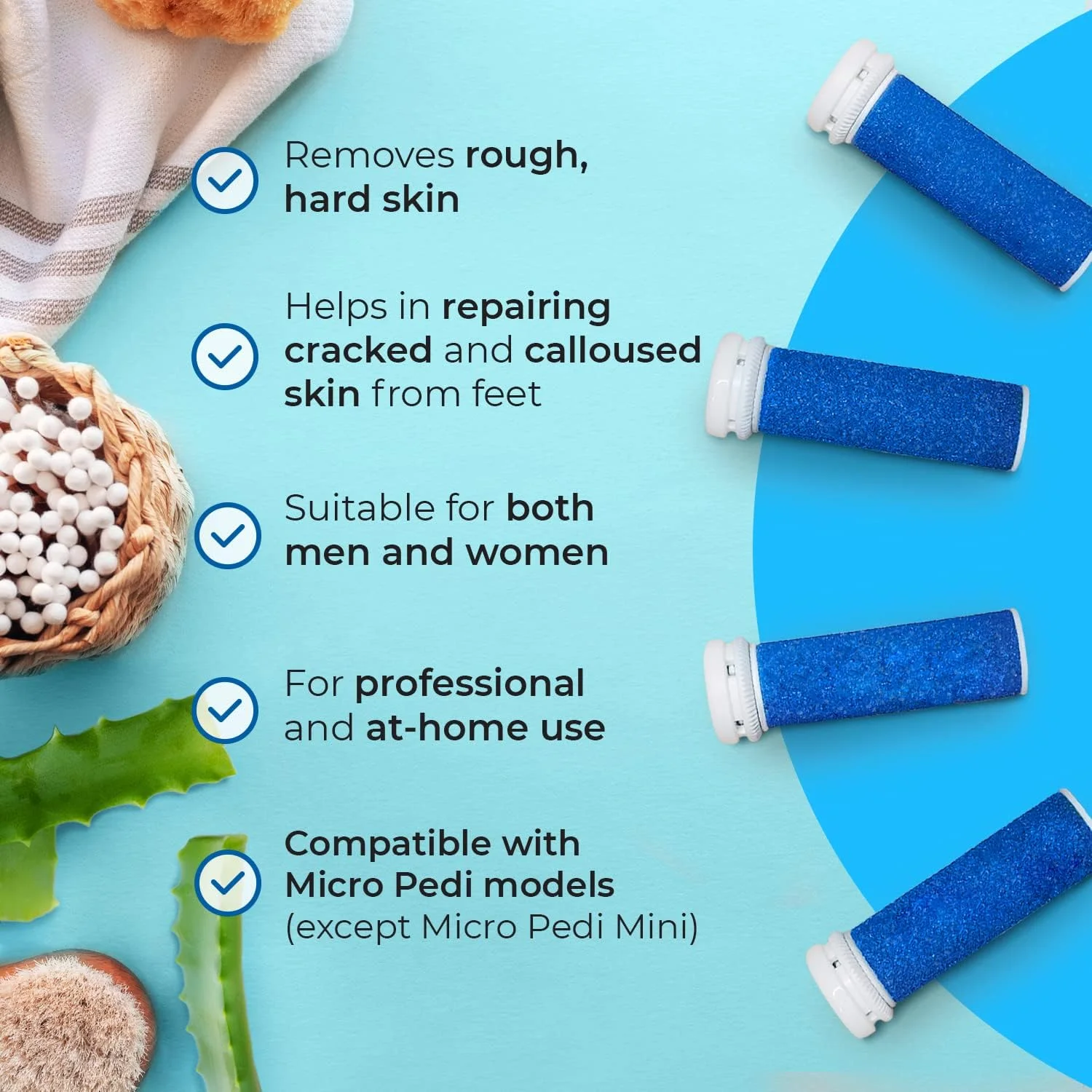 ۴ عدد غلطک یدکی آبی بسیار زبر سازگار با Emjoi Micro Pedi - سری غلطکی سوهان برقی پا برای پاهای زبر، خشک و پینه بسته ۴ عدد غلطک یدکی آبی بسیار زبر سازگار با Emjoi Micro Pedi - سری غلطکی سوهان برقی پا برای پاهای زبر، خشک و پینه بسته