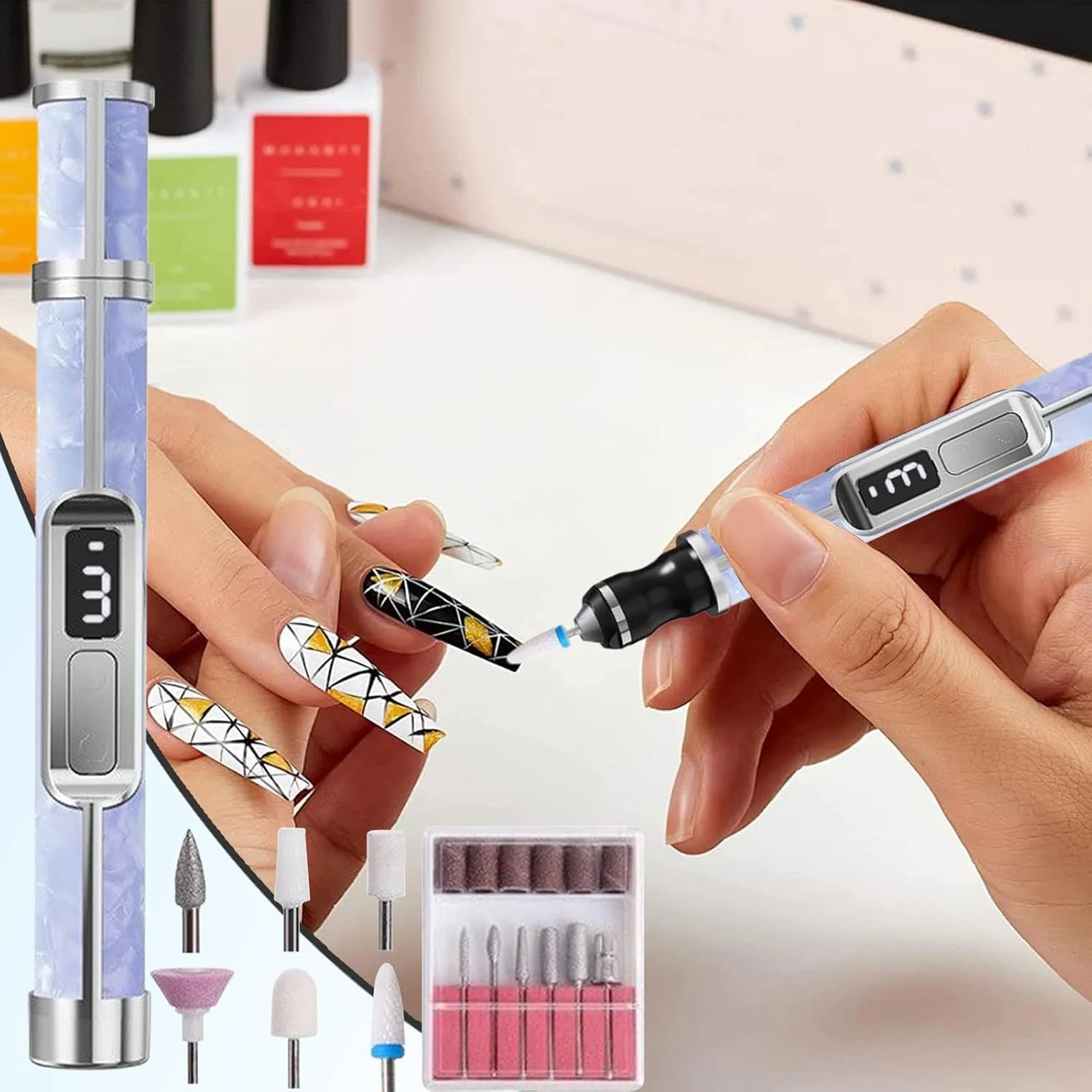 سوهان ناخن برقی | دارای 3 سرعت برای ناخن های ضخیم | سنگ پای برقی قابل شارژ برای استفاده در منزل، سالن، مسافرت، بانوان، دختران، آقایان و افراد مبتدی سوهان ناخن برقی | دارای 3 سرعت برای ناخن های ضخیم | سنگ پای برقی قابل شارژ برای استفاده در منزل، سالن، مسافرت، بانوان، دختران، آقایان و افراد مبتدی