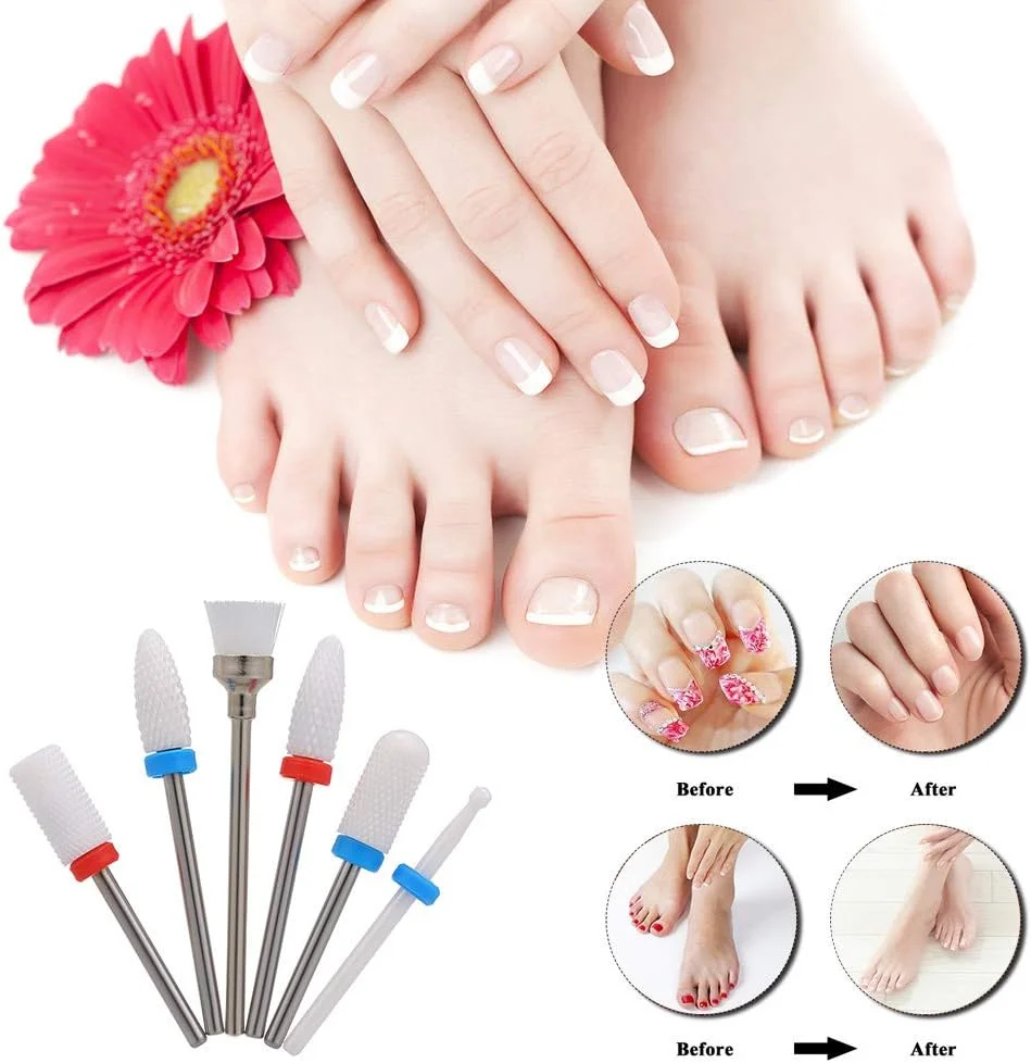 مجموعه 6 عددی سر سوهان ناخن HELEMIY، تمیز کننده کوتیکول، برس سوهان گرد و غبار، سر پرداخت چرخشی سرامیکی، ابزار سالن ناخن مجموعه 6 عددی سر سوهان ناخن HELEMIY، تمیز کننده کوتیکول، برس سوهان گرد و غبار، سر پرداخت چرخشی سرامیکی، ابزار سالن ناخن