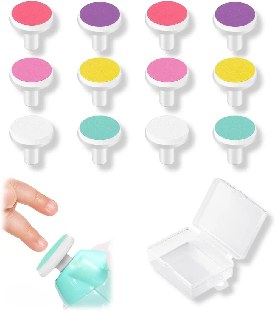 بسته ۱۲ عددی پد جایگزین سوهان ناخن، پد سوهان ناخن برقی، سر سنگ زنی پولیش ناخن، مناسب برای نوزادان ۱۲ ماهه و بالاتر