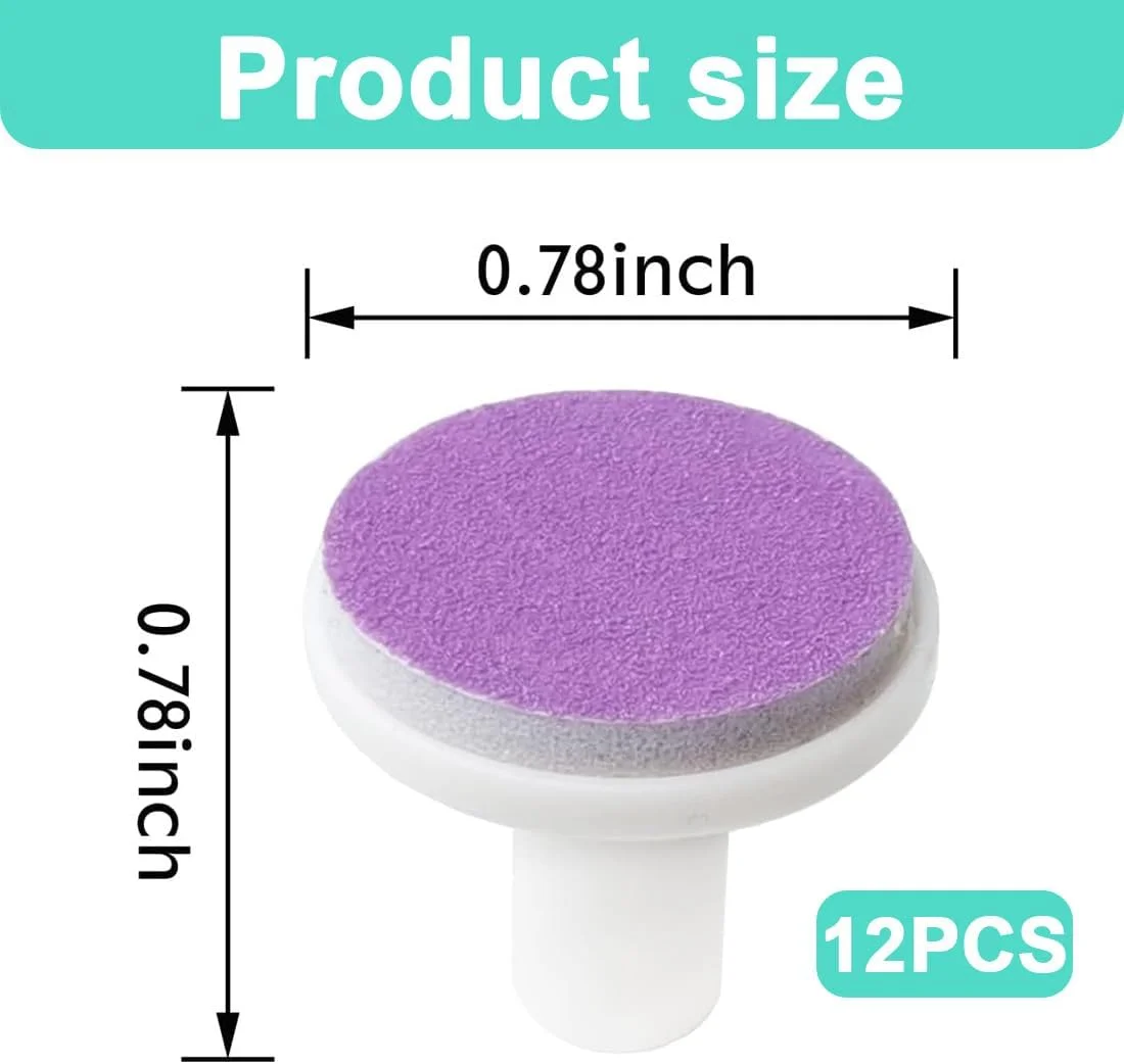 بسته ۱۲ عددی پد جایگزین سوهان ناخن، پد سوهان ناخن برقی، سر سنگ زنی پولیش ناخن، مناسب برای نوزادان ۱۲ ماهه و بالاتر