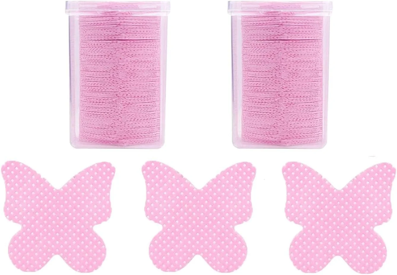 پدهای تمیز کننده ناخن بدون پرز، پد پاک کننده لاک ناخن برای اکستنشن مژه، پدهای نرم و جاذب برای پاک کردن چسب اکستنشن مژه، پاک کننده لاک ژل، صورتی، 400 عدد