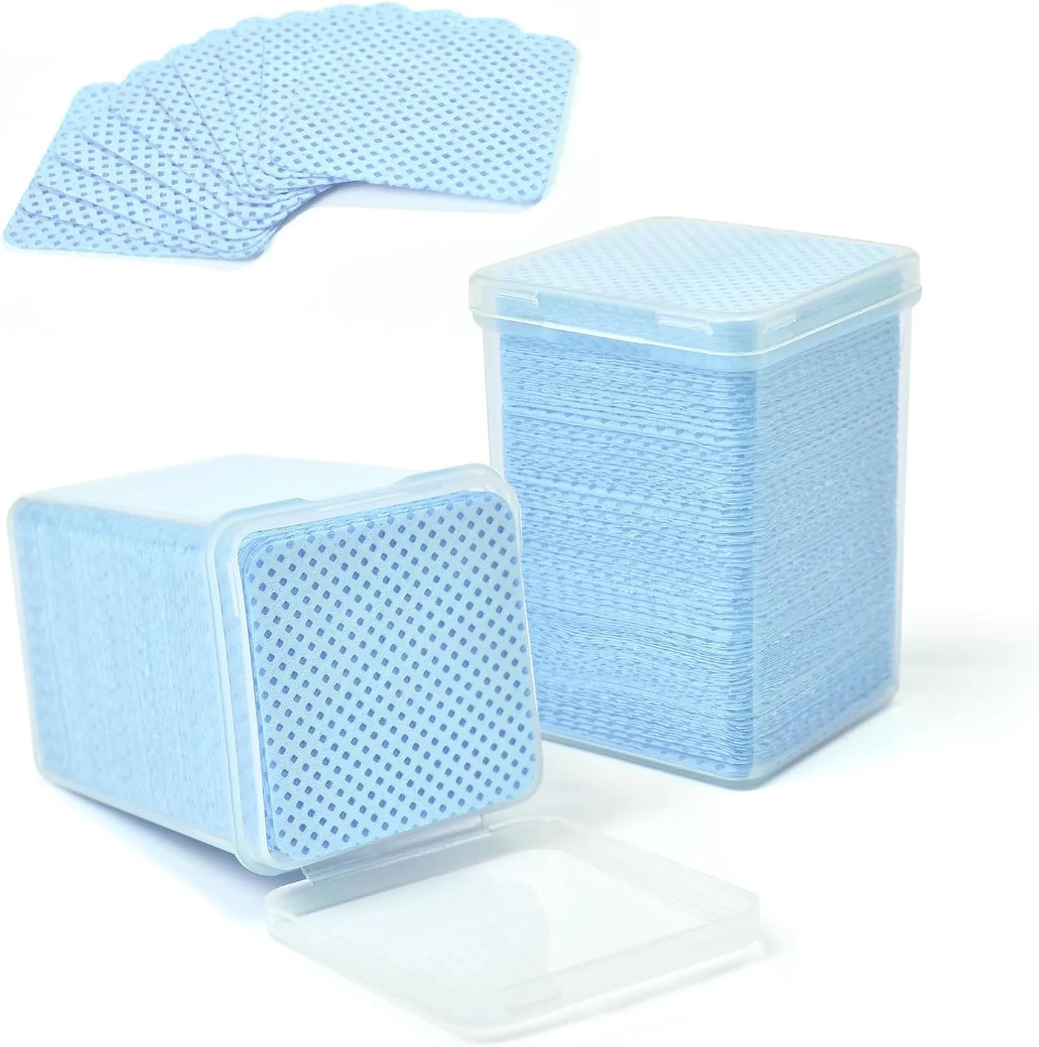 پدهای پاک کننده لاک ناخن یکبار مصرف بدون پرز، 350 عدد پد ناخن غیر بافته فوق العاده جاذب برای سالن ناخن و استفاده خانگی، ایده آل برای پاک کردن چسب اکستنشن مژه، مناسب پوست های حساس، رنگ آبی