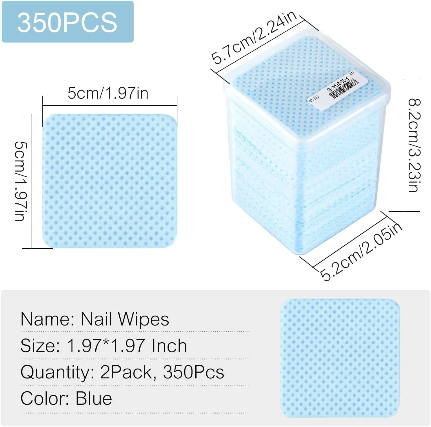 پدهای پاک کننده لاک ناخن یکبار مصرف بدون پرز، 350 عدد پد ناخن غیر بافته فوق العاده جاذب برای سالن ناخن و استفاده خانگی، ایده آل برای پاک کردن چسب اکستنشن مژه، مناسب پوست های حساس، رنگ آبی