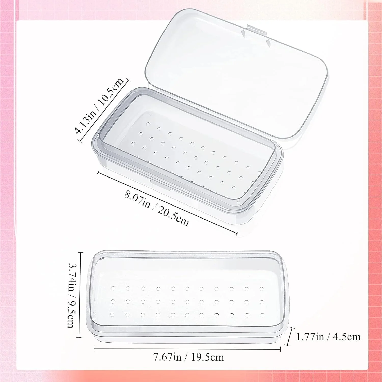 جعبه استریل ابزار ناخن پلاستیکی KASTWAVE، 2 عدد سینی استریل پلاستیکی، جعبه سازمان دهنده نگهداری ابزار استریل تمیز پلاستیکی، برای ناخن، موچین، اکستنشن مژه، اسپا و تجهیزات مانیکور