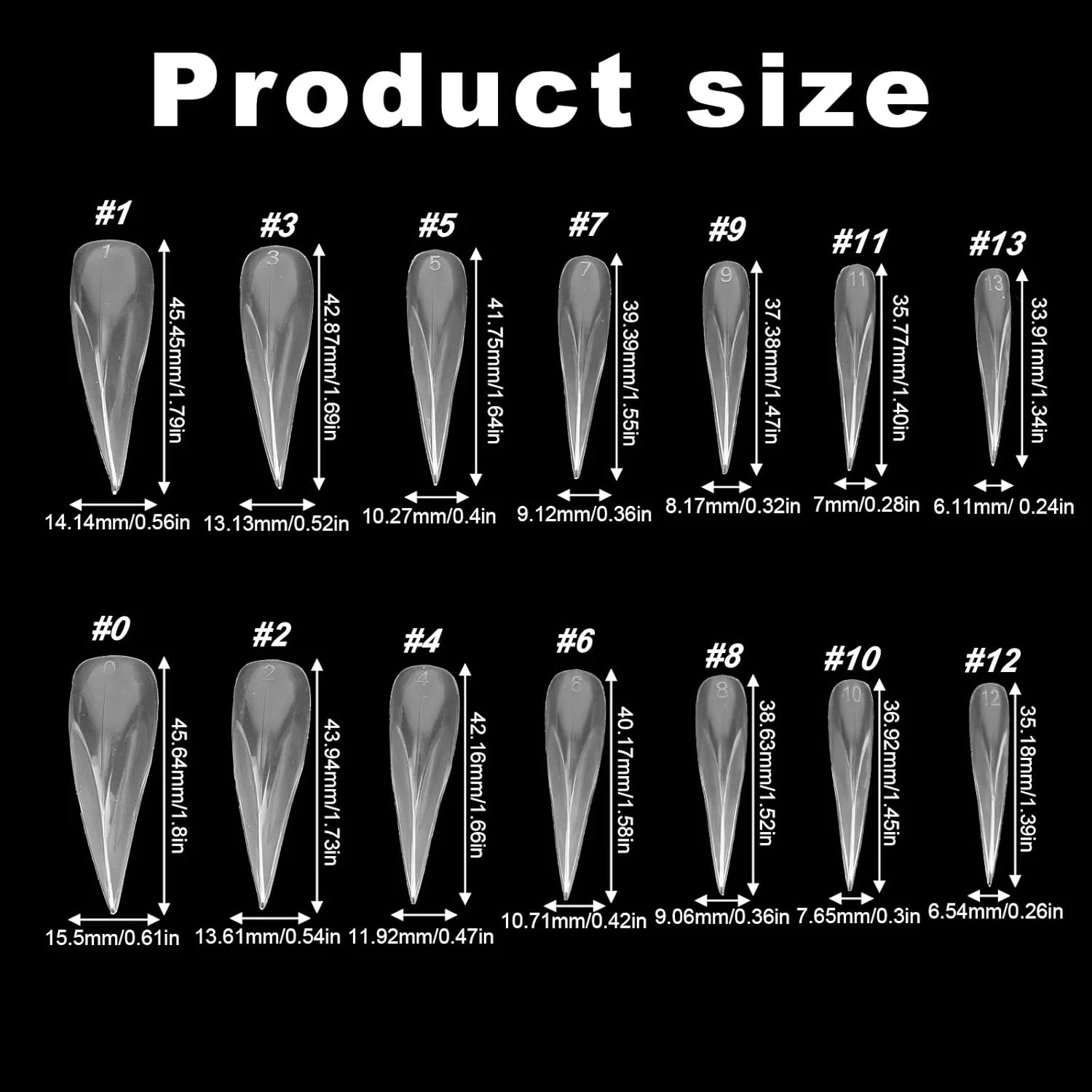 140 عدد قالب ژل پولی اکستنشن ناخن، 14 سایز قالب ناخن پنجه عقابی شفاف، قالب های سازنده ناخن منحنی شاهین قابل استفاده مجدد برای طراحی هنری مانیکور هالووین سالن DIY